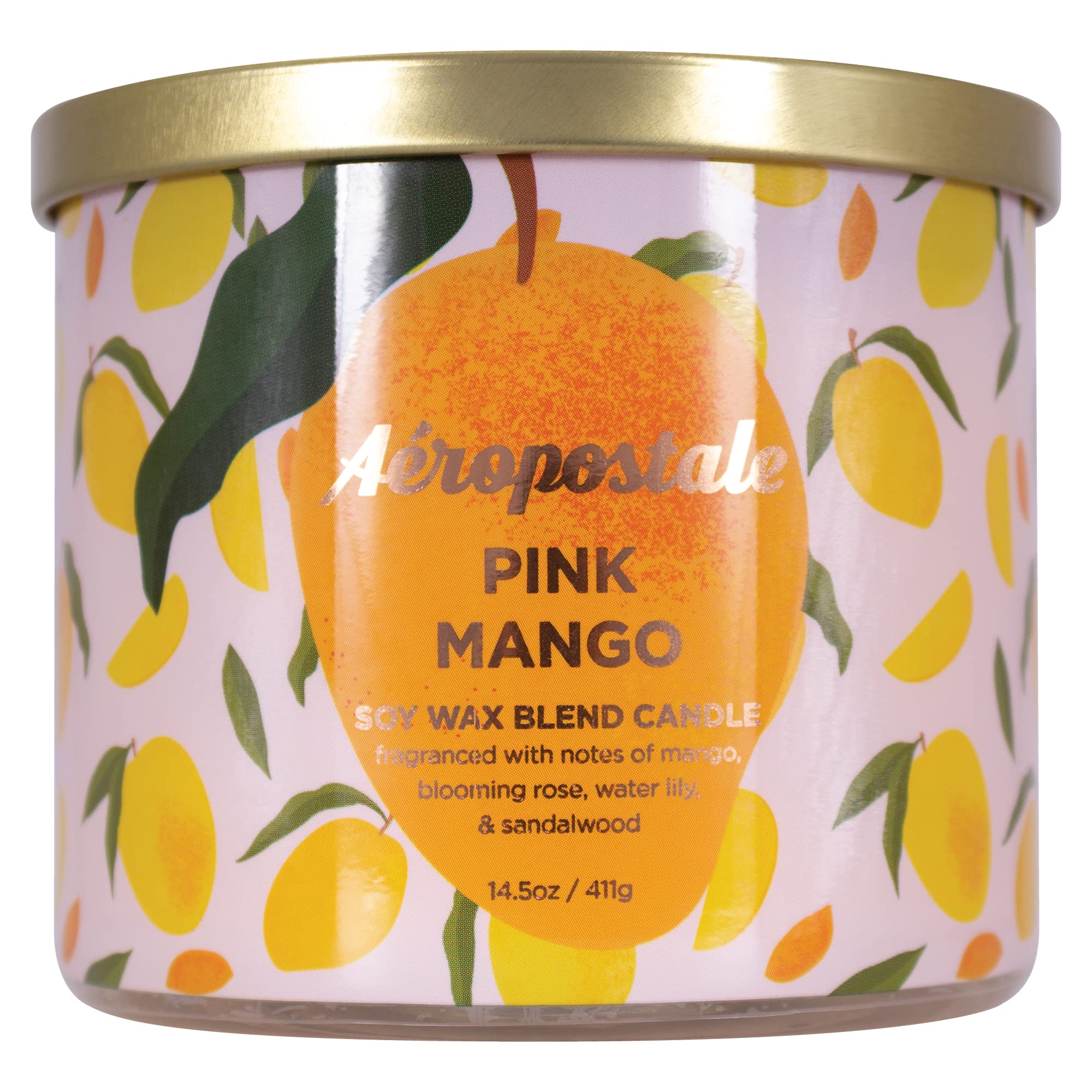 Aeropostale Pink Mango Scented Soy Candle - Long Lasting Fragrance for Home, Office & Relaxation - Perfect for Aromatherapy, Gifts & Decor