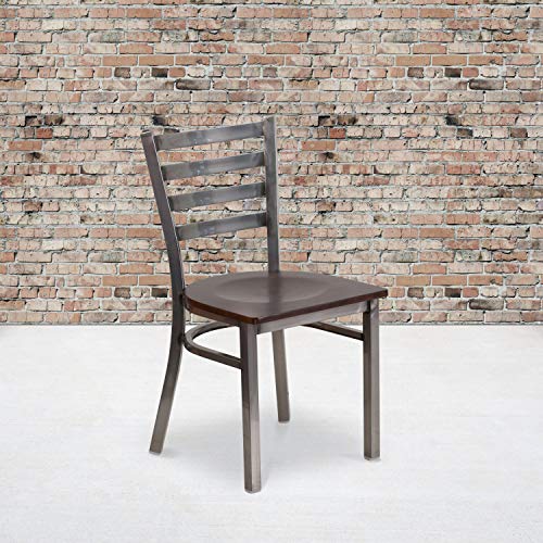 Walnut Wood Seat/Clear Coated Metal Frame