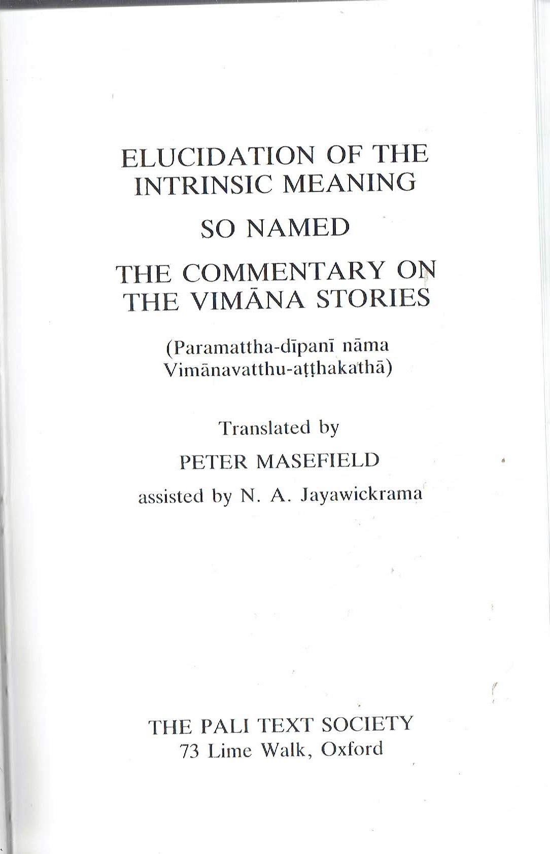 Commentary on the Vimāna Stories (Paramattha-dīpanī nāma Vimānavatthu-aṭṭhakathā) - Buddhist Sacred Text for Meditation & Spiritual Study | Perfect for Scholars & Practitioners
