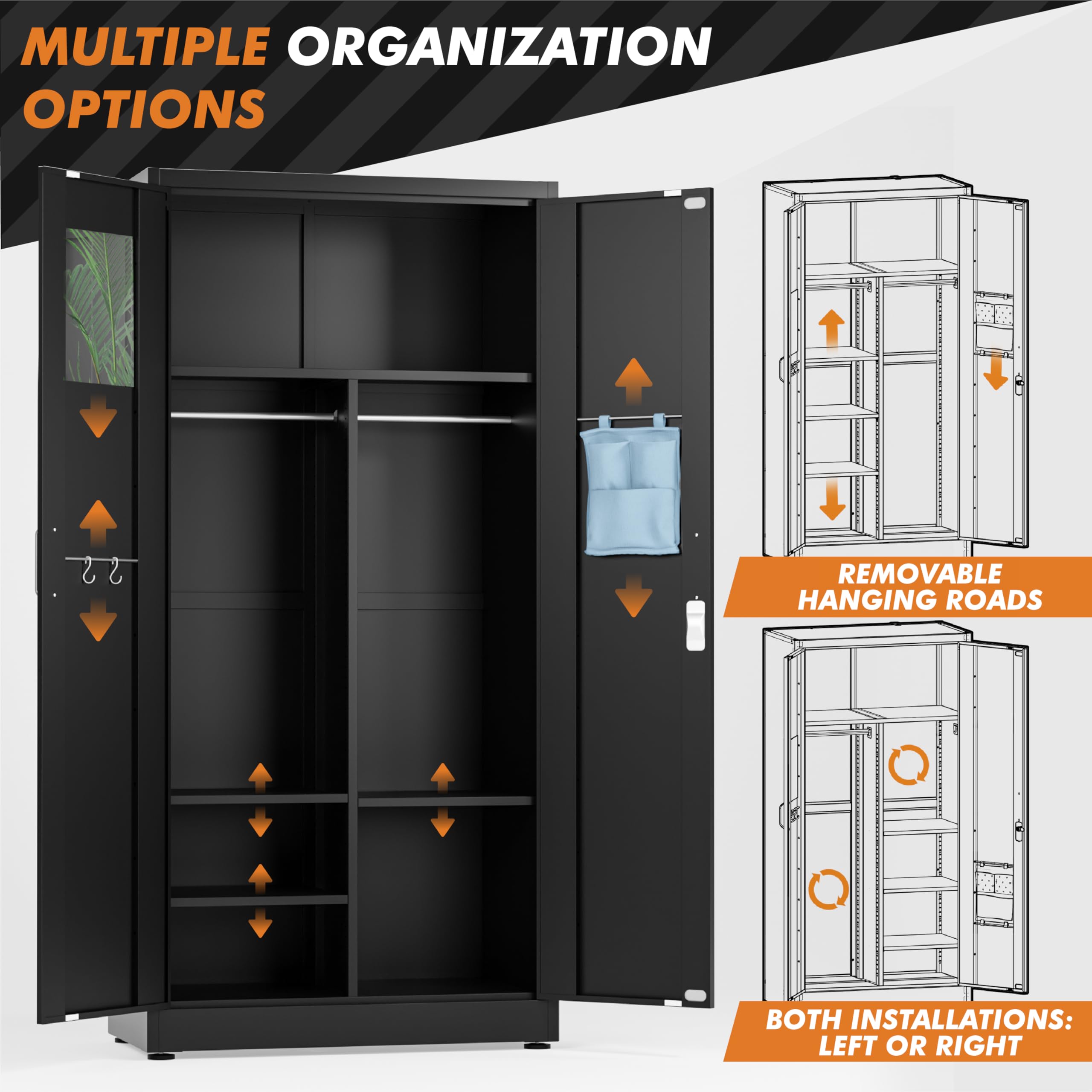Metal Storage Cabinet with Locking Doors - 72