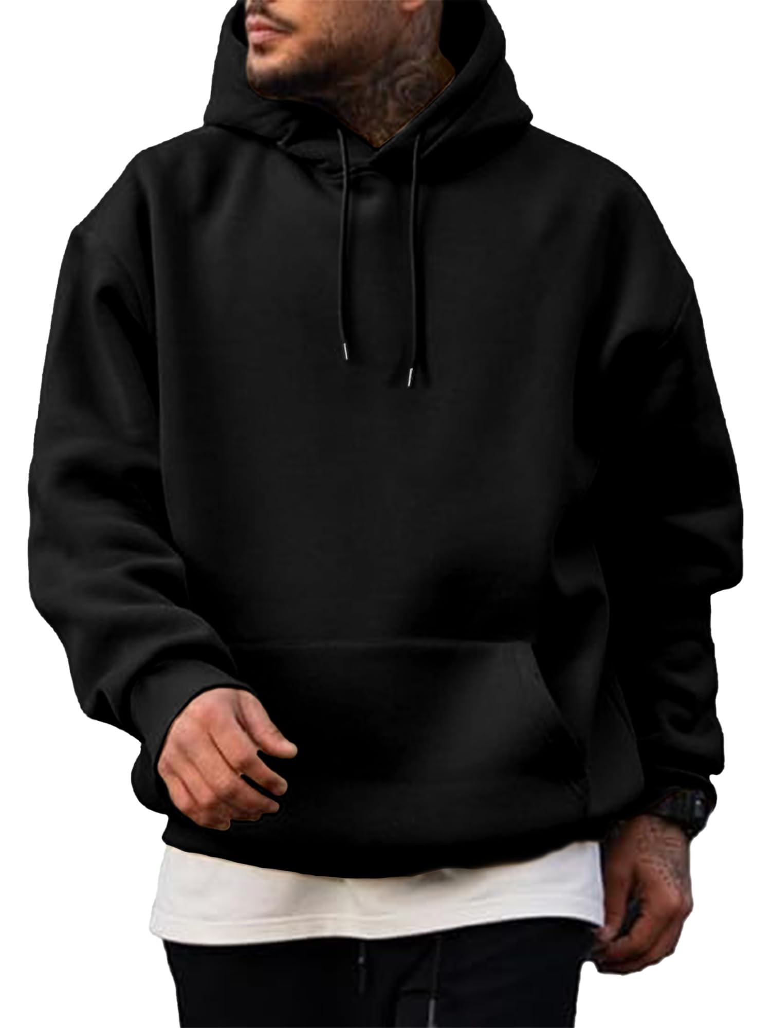 PLEPAN Men's Cotton Hooded Pullover Sweatshirt - Casual Long Sleeve Hoodie for Men 2024 | Essential Comfort Wear for Everyday, Gym, and Outdoor Activities