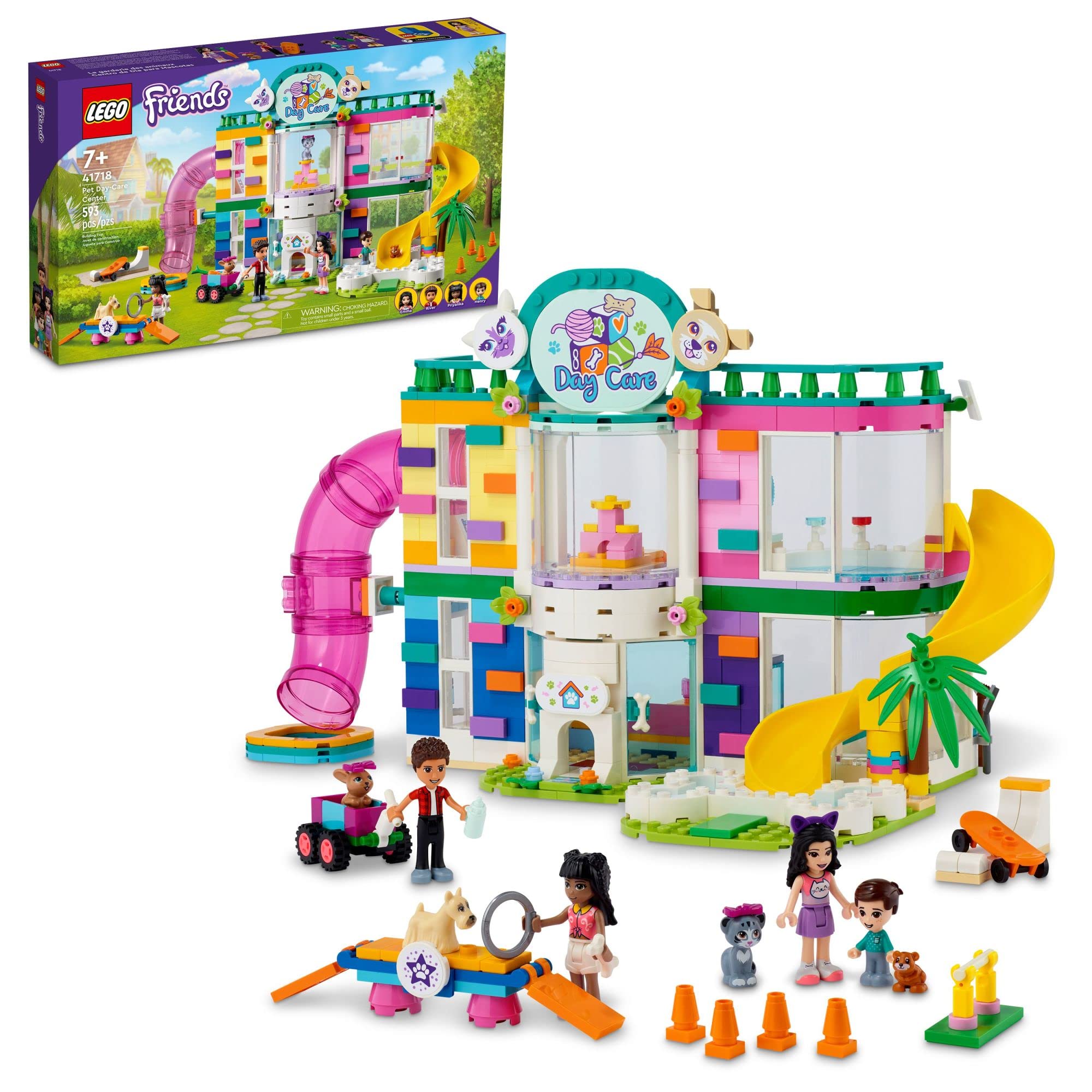 LEGO Friends Pet Day-Care Center 41718 Building Toy Set with Dog Figure & 3 Mini Dolls - Heartlake City Playset for Kids Ages 7+ | Perfect Birthday Gift for Girls & Boys | Creative Play, Animal Care Pretend Game, STEM Learning Activity