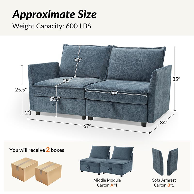 Harmetrix Oversized Soft Sectional Couch with Storage | Modern L-Shaped Sofa Bed with Hidden Compartment | Perfect for Living Room, Family Room & Small Spaces