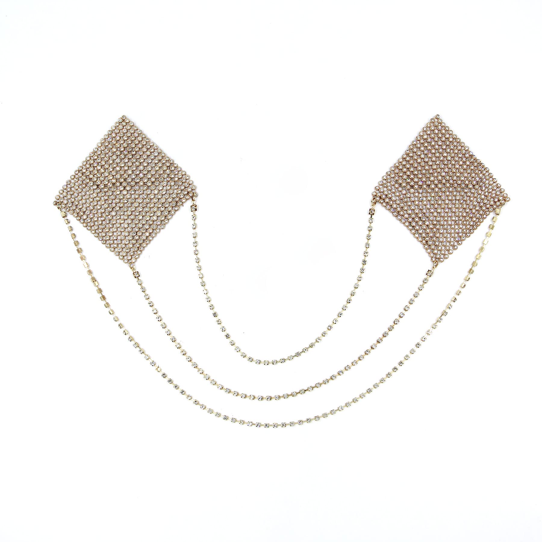 Sparkly Rhinestone Metal Chain Nipple Covers with Tassel - Reusable Adhesive Pasties for Women, Sexy Bra Body Chain Jewelry - Perfect for Bachelorette Parties, Music Festivals & Boudoir Photography