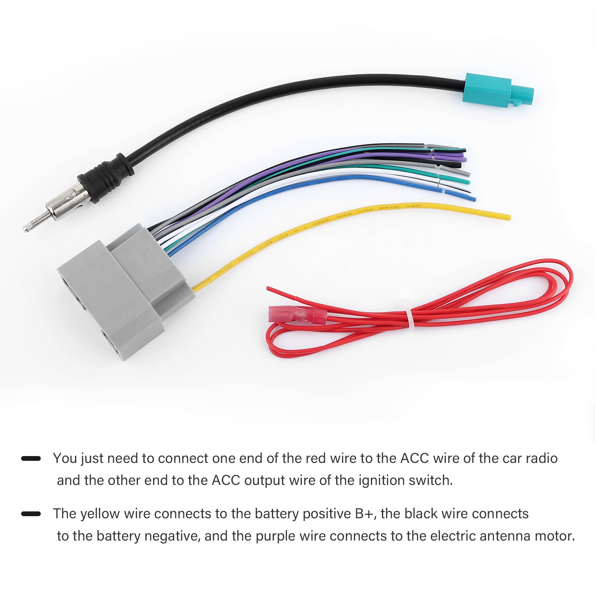 Car Radio Wiring Harness Kit for Chrysler Jeep Dodge - Stereo Wiring Harness with Antenna Adapter & Butt Connectors - Aftermarket Radio Wire Harness Car Accessories - Perfect for DIY Car Stereo Installation & Audio System Upgrades
