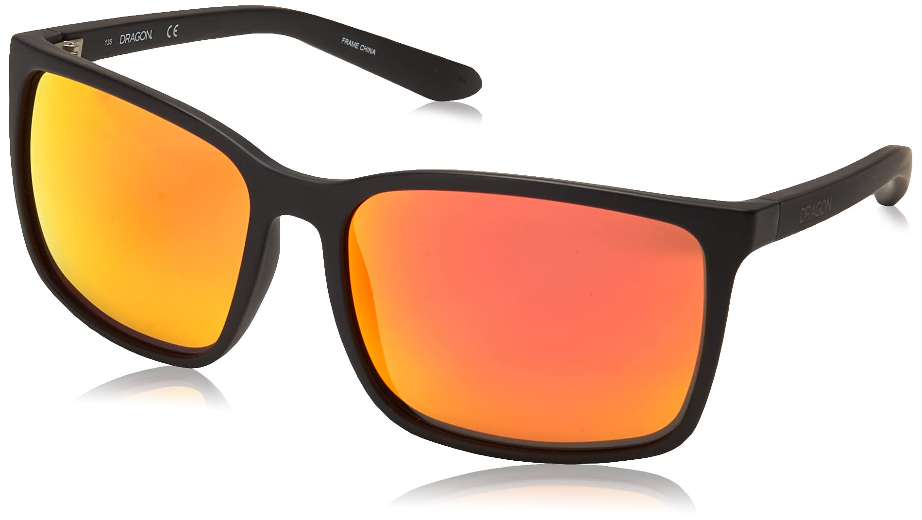 Dragon Men's Montage Square Sunglasses - Matte Black/Orange Ion Polarized Lenses - 60mm UV Protection - Stylish Outdoor, Driving & Fashion Accessory