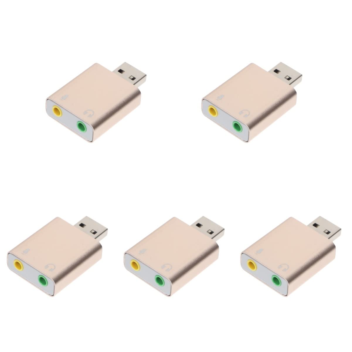 Milisten 5-Pack USB External Sound Card Adapter - USB to 3.5mm Audio Jack Converter with Headphone/Microphone Port for PC, Laptop, Gaming, Streaming & Conference Calls