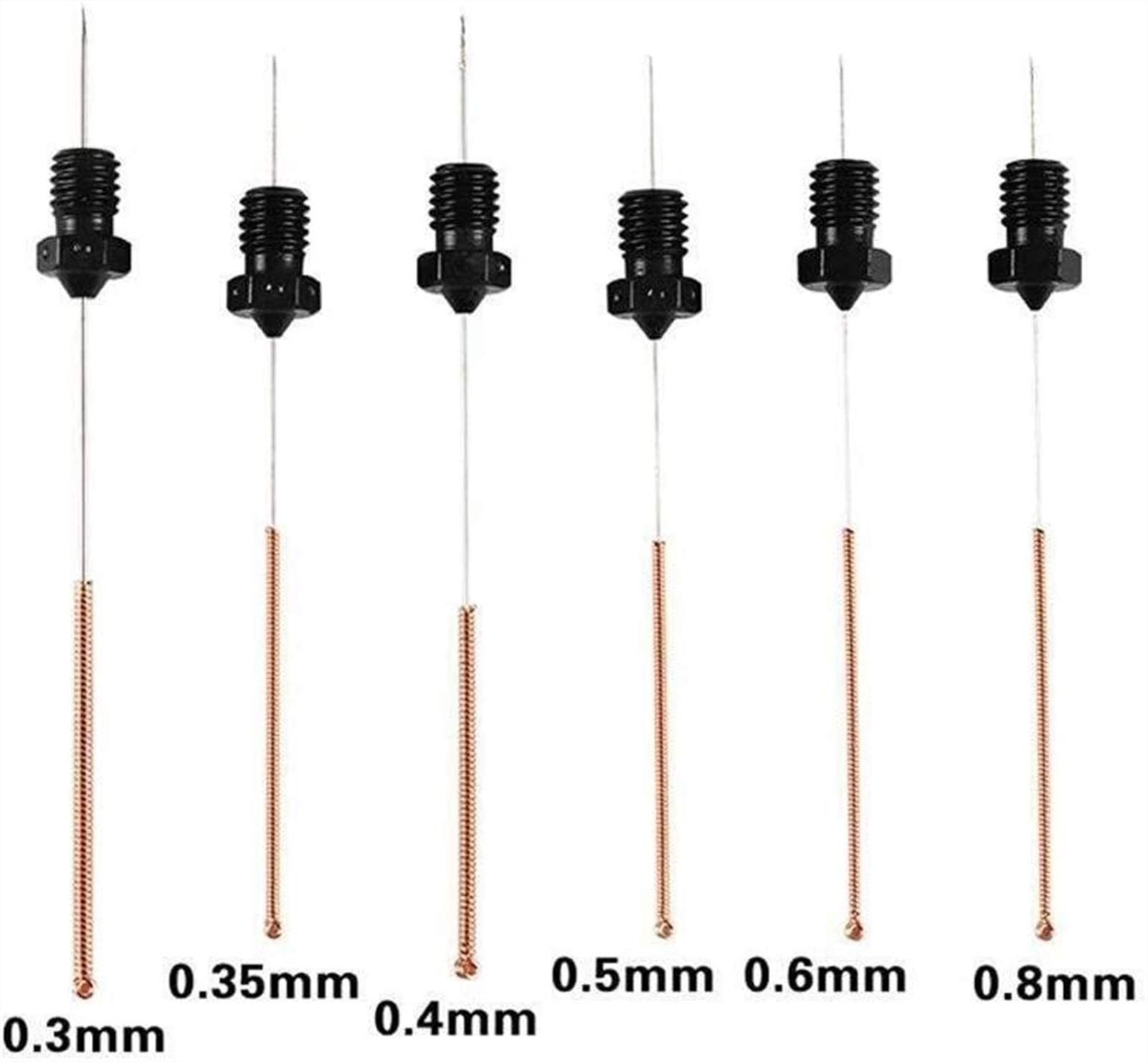 6 Pack 1.75mm V6 Hardened Steel Nozzles for 3D Printers - High Performance Hotend Replacement Parts - Perfect for ABS, PLA, PETG Filaments & Long-Lasting 3D Printing Projects
