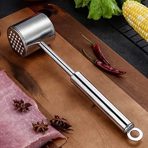 Premium Stainless Steel Meat Tenderizer Hammer - Heavy Duty Steak Mallet for Beef, Chicken & Poultry - Perfect for Grilling, BBQ & Home Kitchen Cooking