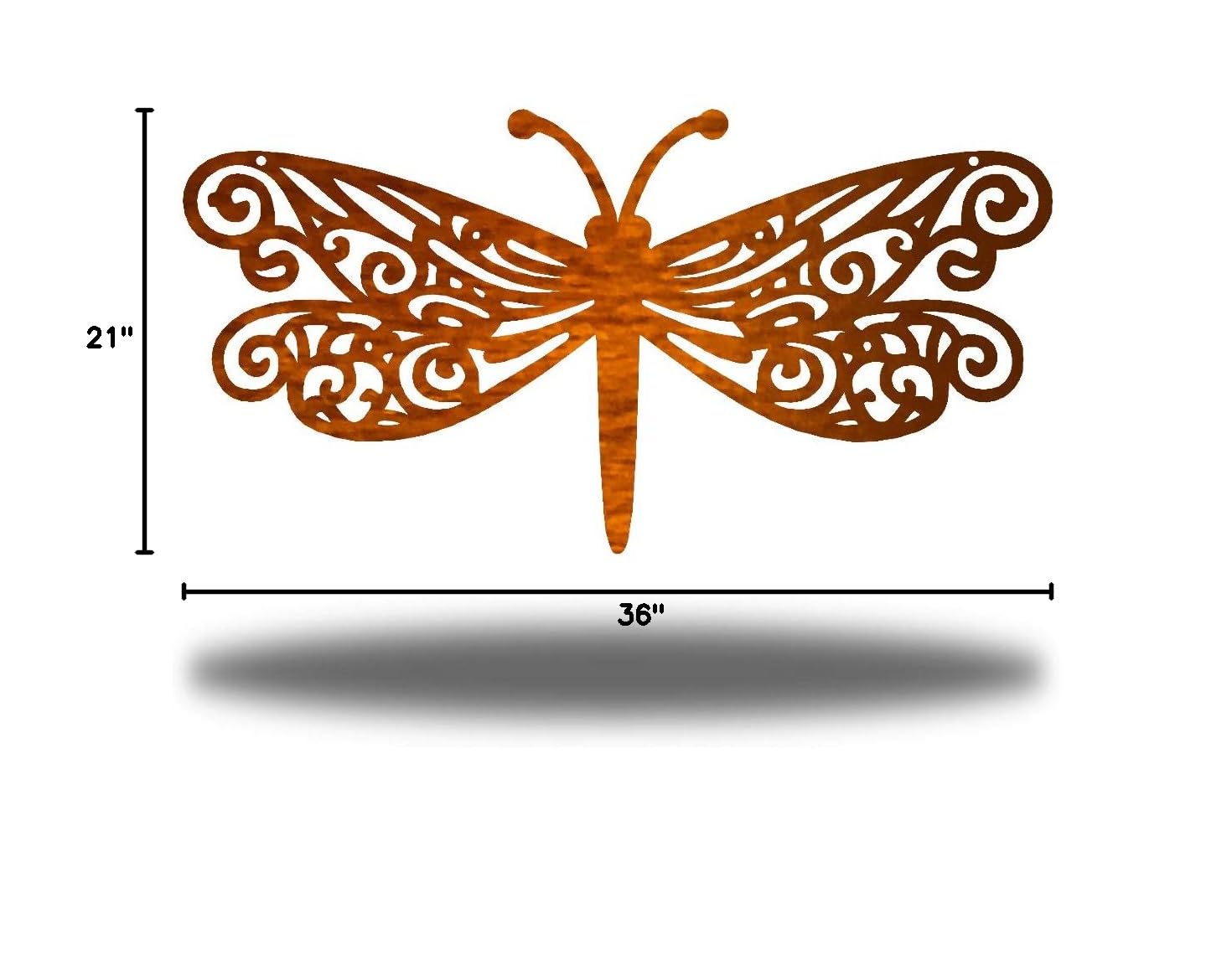 Riverside Designs Dragonfly Metal Wall Art - Outdoor Garden Decor, Copper Finish, 36 Inch - Perfect for Patio, Backyard, and Home Decoration