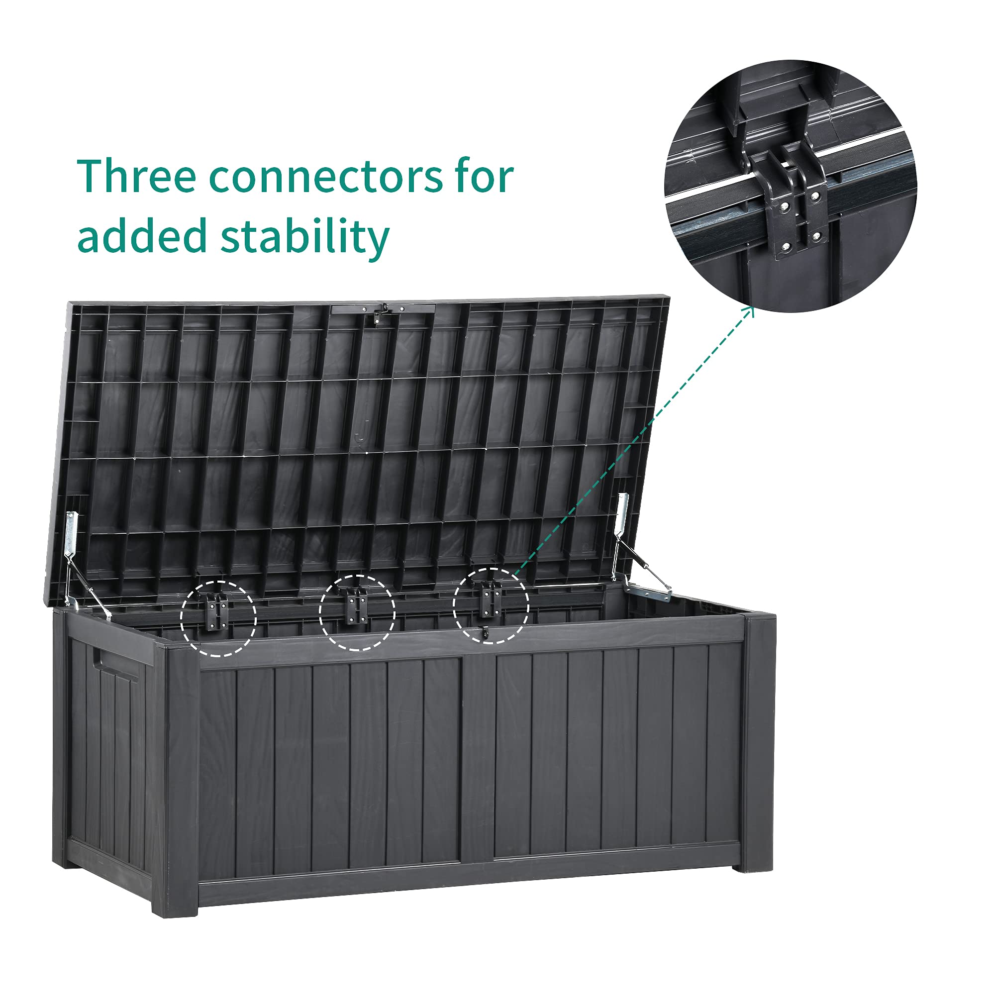 YITAHOME 120 Gallon Outdoor Storage Deck Box - Large Waterproof Resin Patio Storage Container for Garden Tools, Pool Supplies & Outdoor Pillows - Lockable Deck Box in Dark Grey - Perfect for Backyard, Patio & Poolside Organization
