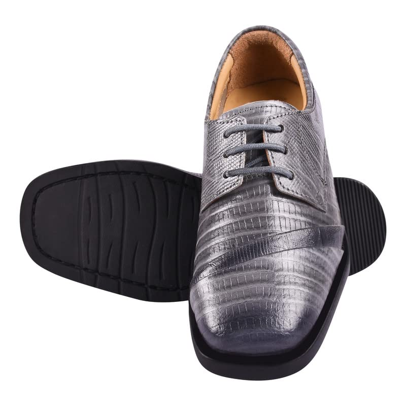 LIBERTYZENO Boys Lizard Print Genuine Leather Oxford Dress Shoes - Kids & Toddlers Lace Up Formal Shoes for Easter, Church, Weddings & Special Occasions