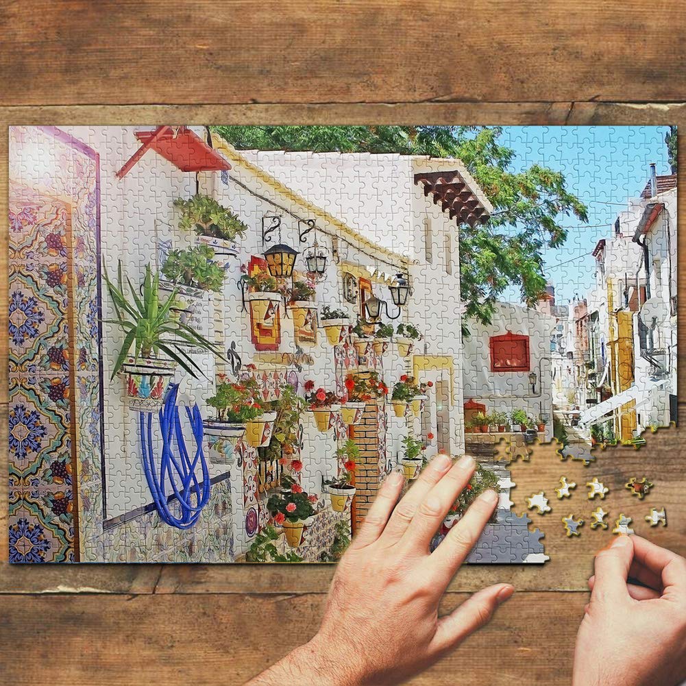 1000-Piece Spain Santa Cruz Seville Wooden Jigsaw Puzzle – Travel Souvenir & Home Decor for Adults & Puzzle Lovers | Perfect for Relaxation, Family Bonding & Spanish Culture Enthusiasts