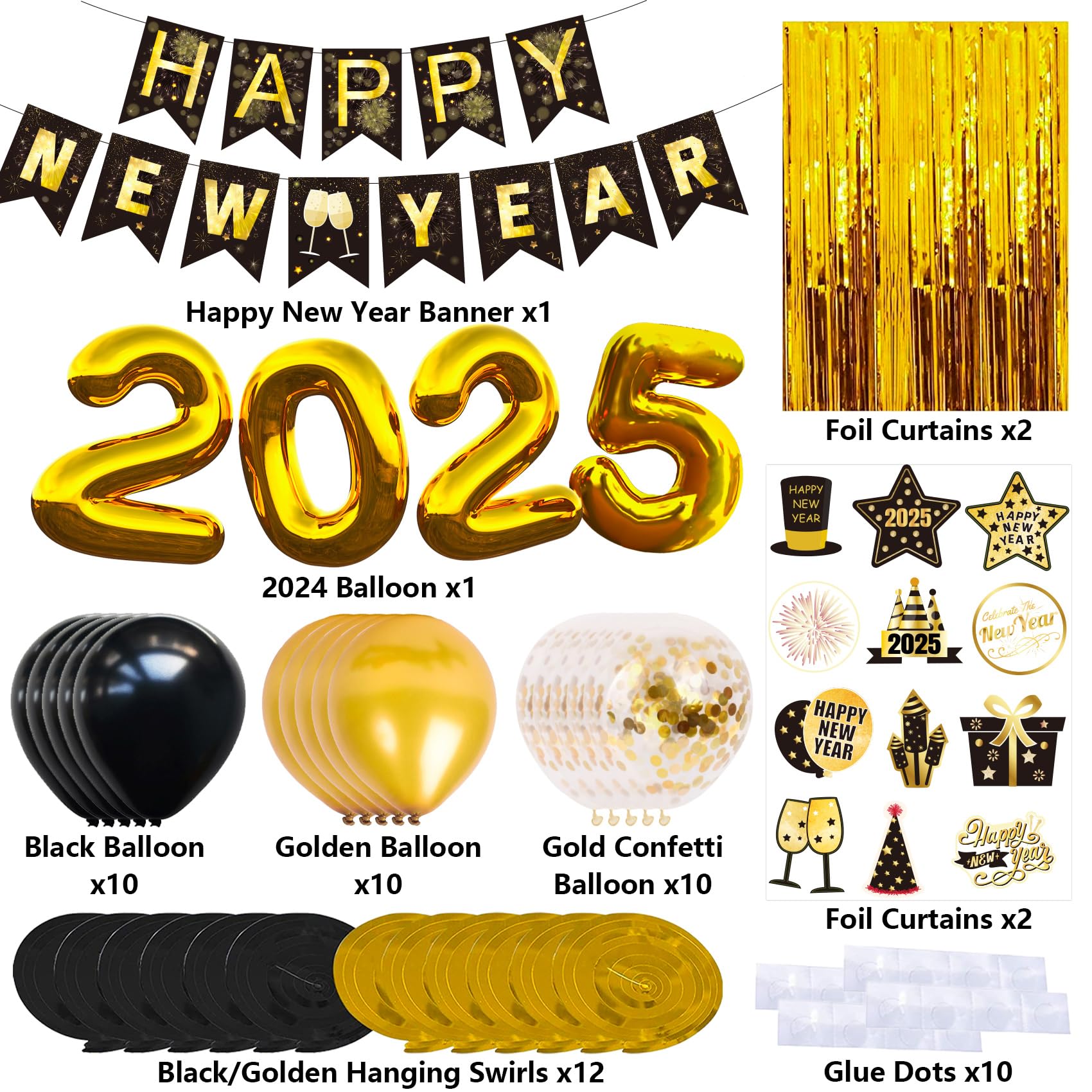 2025 New Year Party Decorations - Happy New Year Banner, Hanging Swirl Decor for Christmas & New Year Celebrations | Perfect for Home, Office & Holiday Parties