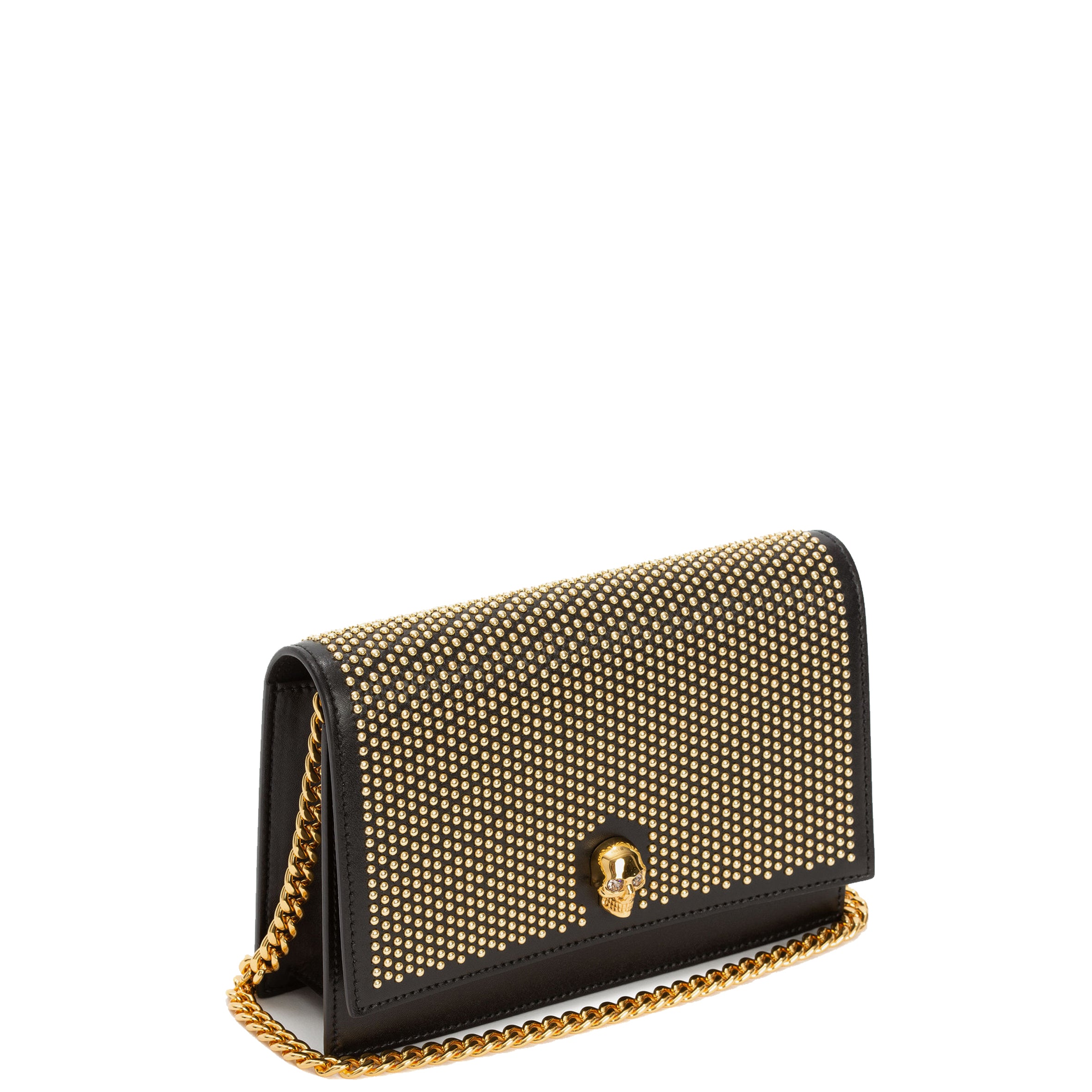 Gothic Skull Mini Crossbody Bag with Studded Details in Black & Gold - Perfect for Halloween, Parties, and Punk Fashion Accessories
