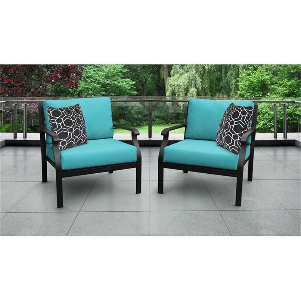 TK Classics Kathy Ireland Madison Ave. 2-Piece Aluminum Patio Furniture Set in Aruba Blue - Outdoor Dining Set for Poolside, Garden or Backyard Relaxation