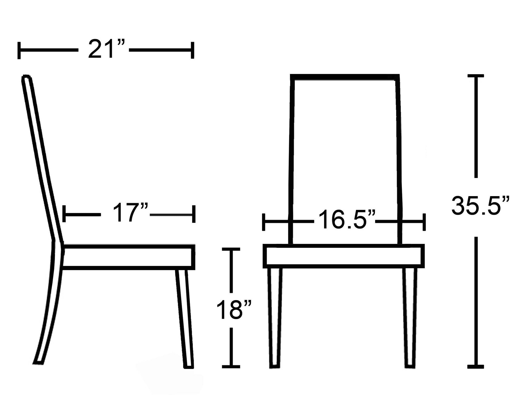 Roundhill Urban Style Solid Wood Leatherette Parson Dining Chairs, Set of 2 - Modern Kitchen & Dining Room Furniture for Home & Restaurant Use