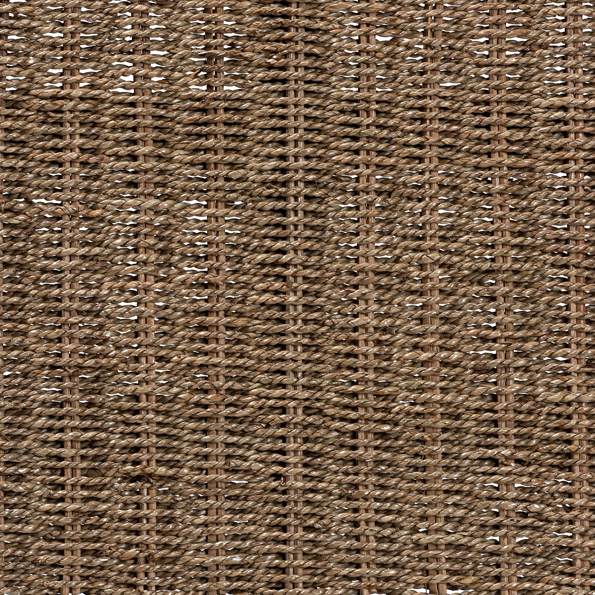 Bali & Pari Hermes Woven Seagrass Accent Bench - Natural Walnut Brown - Handwoven Rattan Stool for Living Room, Bedroom, or Patio Decor