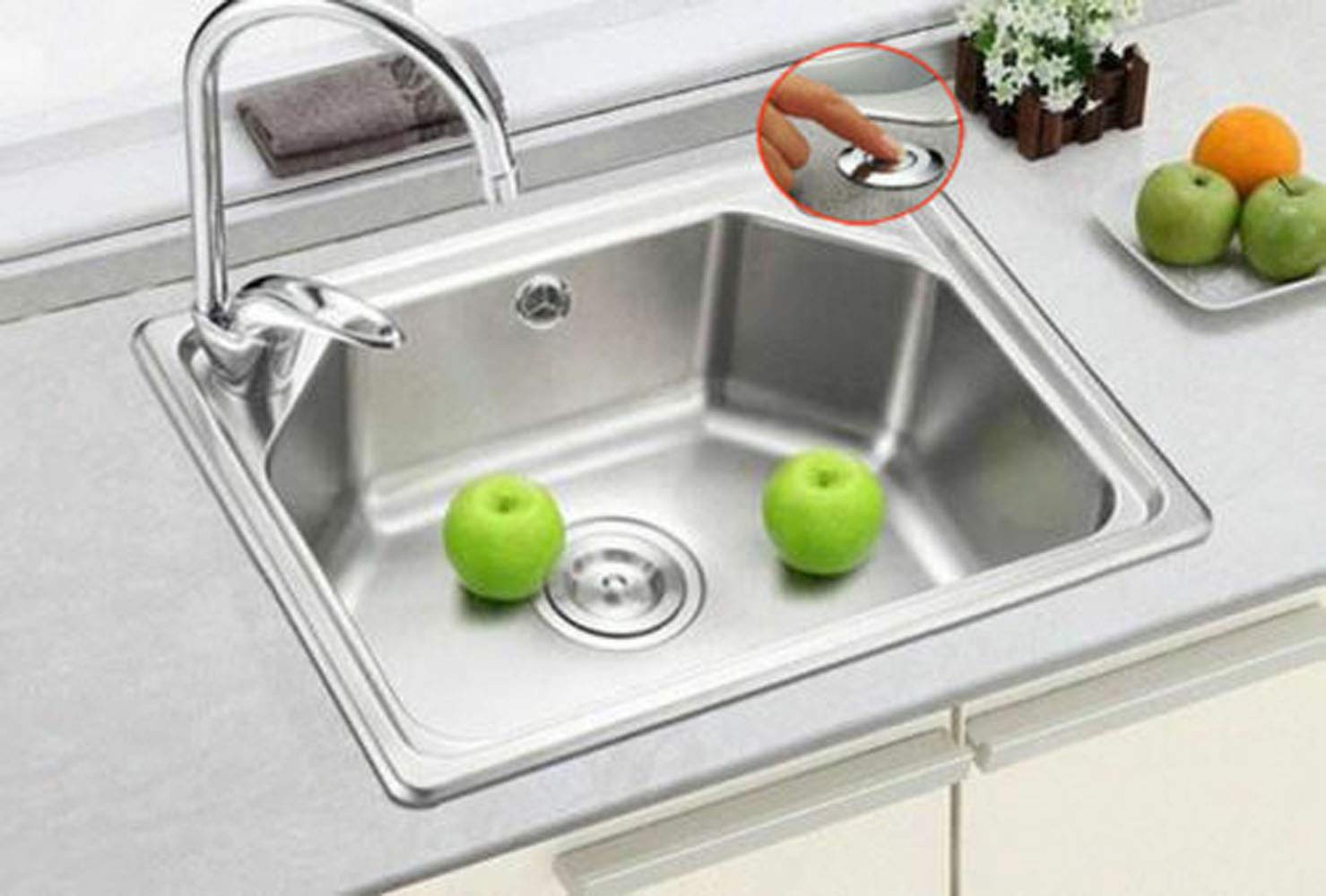 Universal Garbage Disposal Air Switch Kit - Counter Sink Top Mount, On/Off Self-Locking Button with Built-Out Adapter - Compatible with Hot Tubs, Spas, Pools & Food Waste Disposals - Perfect for Kitchen Sink & Under-Counter Installation