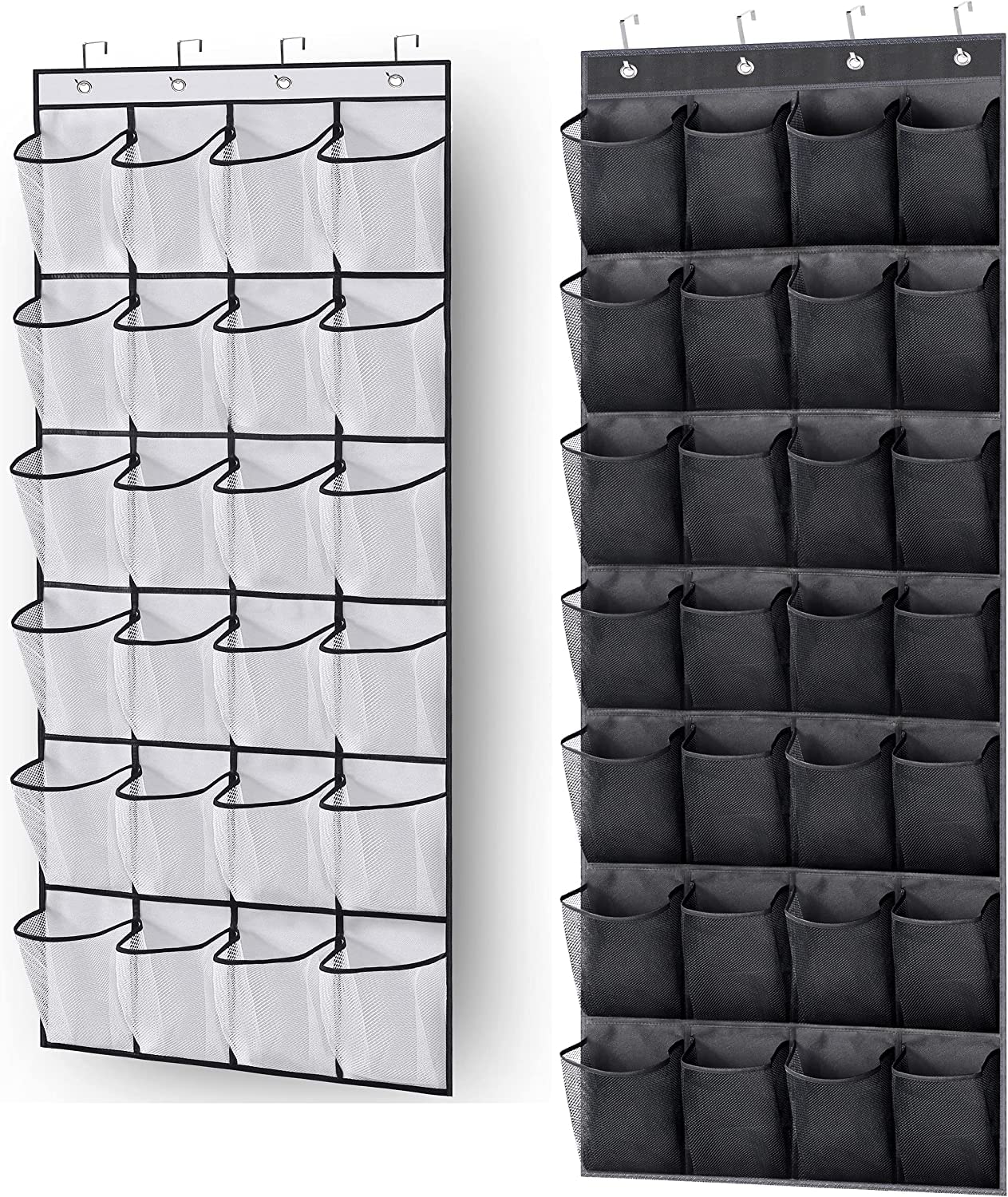 24-Pocket Over The Door Shoe Organizer with Mesh Storage - Space Saving Hanging Shoe Rack for Sneakers, Sandals & Heels - Perfect for Closet, Bedroom & Dorm Organization