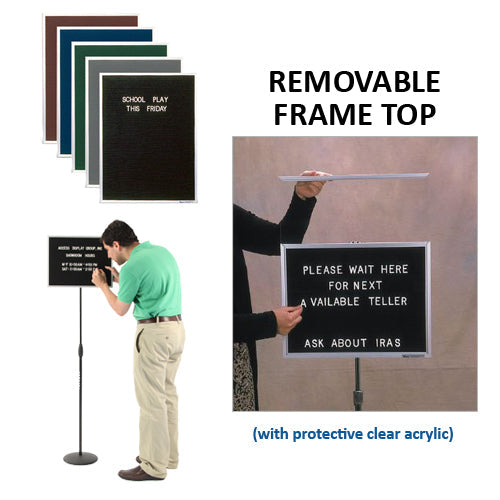 18x14 Adjustable Pedestal Letter Board with Removable Aluminum Frame - Black Felt Message Board for Home Decor, Office Signage & Wedding Displays