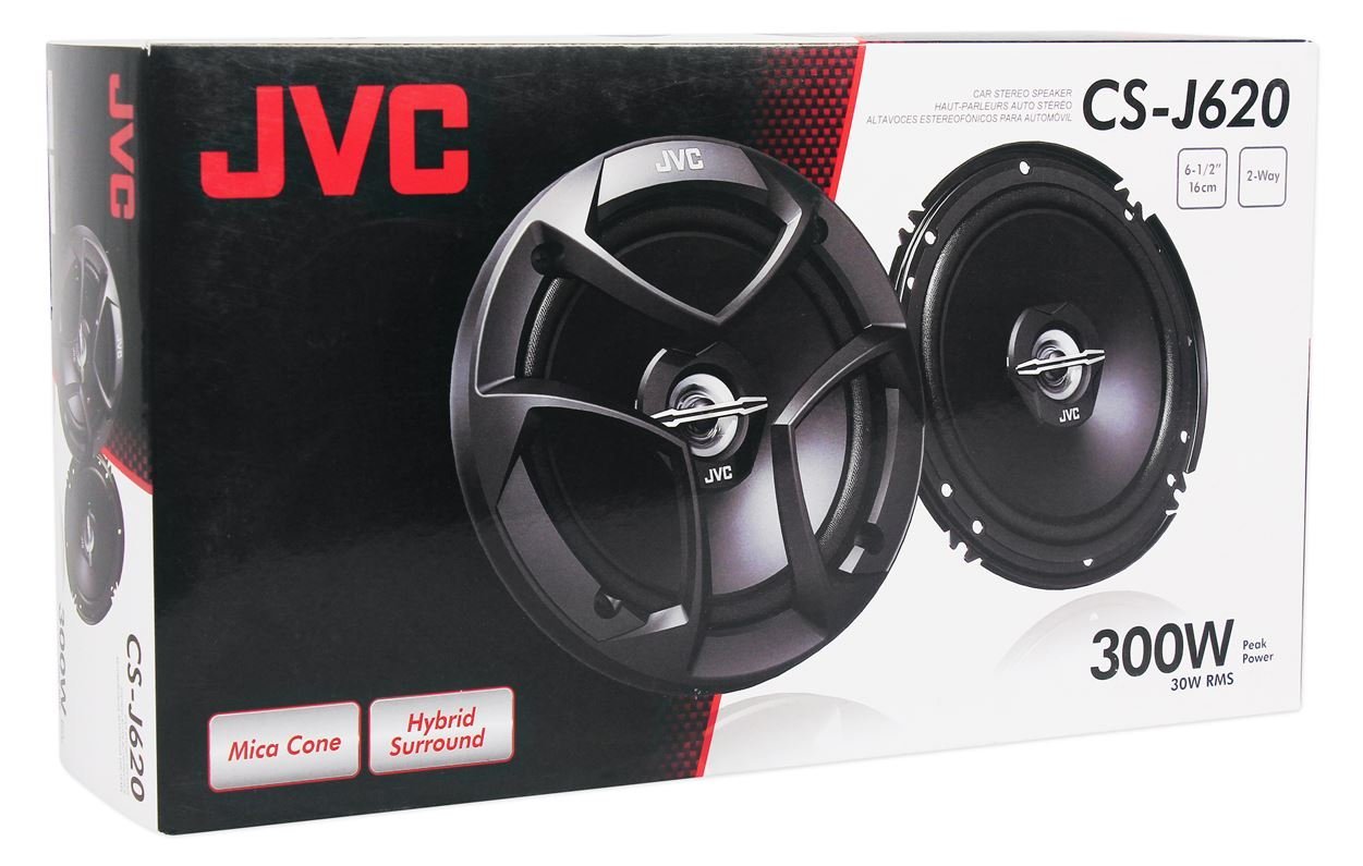JVC CS-J620 2-Way Coaxial Car Speakers - High Power 300W, Clear Bass & Crisp Treble for Enhanced Car Audio - Perfect for Sedans, SUVs, and Trucks