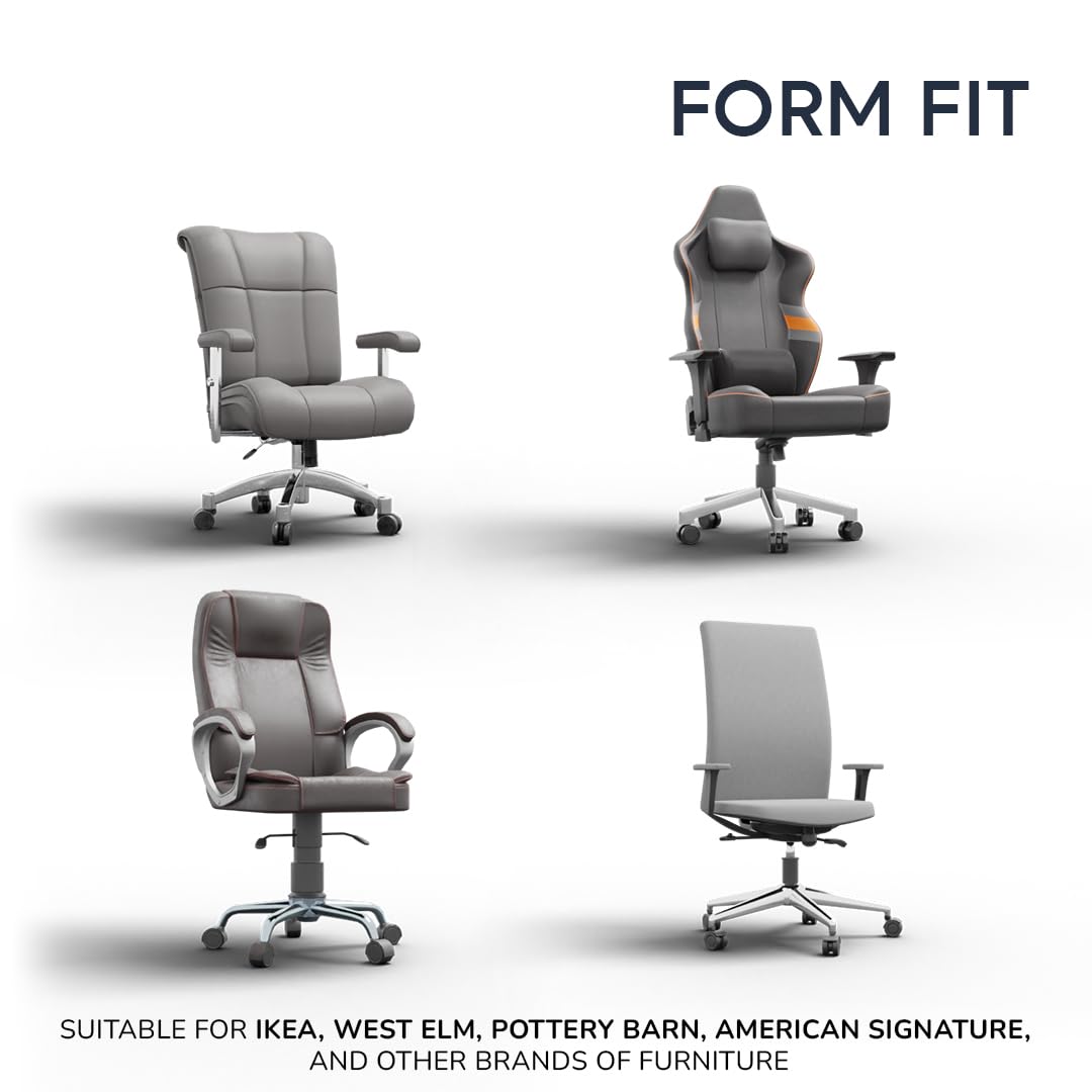 PAULATO BY GA.I.CO. Stretch Office & Gaming Chair Slipcover with Zipper - Breathable Microfiber Fabric Chair Cover - 1-Piece Form Fit Design - Blue (Fits Most Office & Computer Desk Chairs) - Perfect for Home Office, Gaming Setup & Workspace Protection