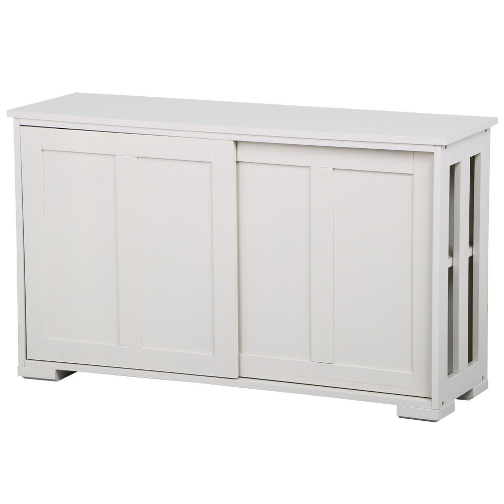 Wooden Sideboard Buffet Cabinet with Sliding Doors - Kitchen Pantry Storage Organizer for Dining Room & Living Room | Modern Farmhouse Style