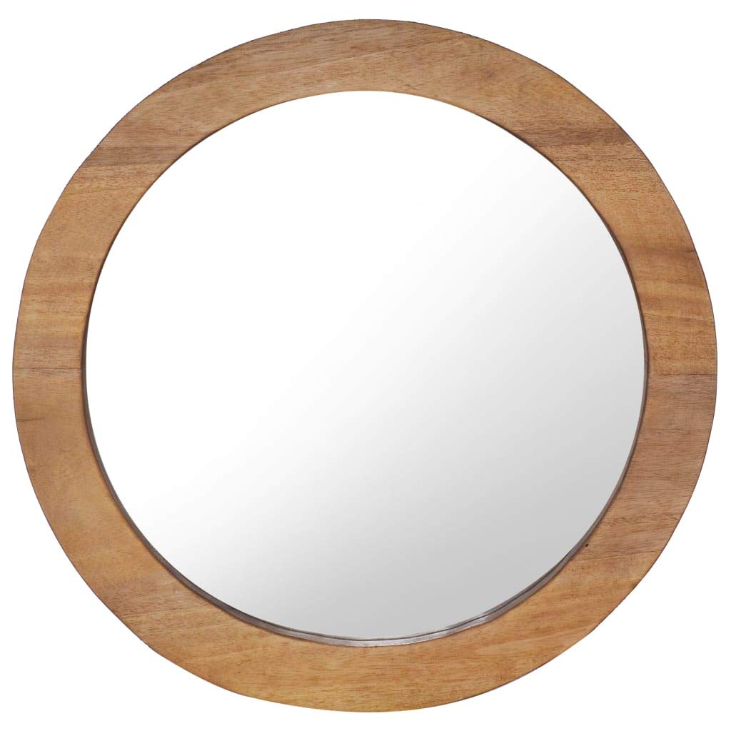 Rustic Teak Wood Round Wall Mirror 23.6