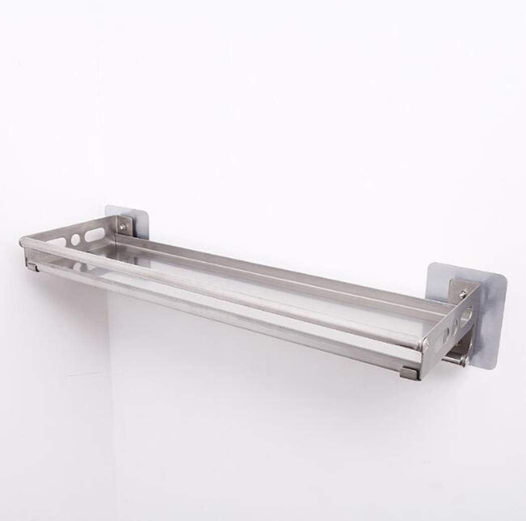 Stainless Steel Wall Mounted Kitchen Shelves with 4 Hooks - 60cm Spice Rack & Multifunctional Organizer for Bathroom, Kitchen Storage - Perfect for Small Spaces, Pantry Organization & Home Decor