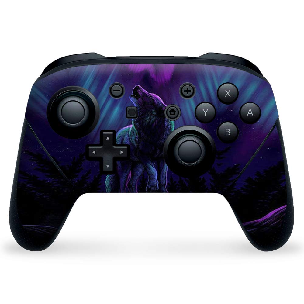 IT'S A SKIN Nintendo Switch Pro Controller Skin - Wolf Design with Glowing Purple Background | Protective Vinyl Decal Wrap for Switch Pro Controller | Perfect for Gaming, Travel & Collectors