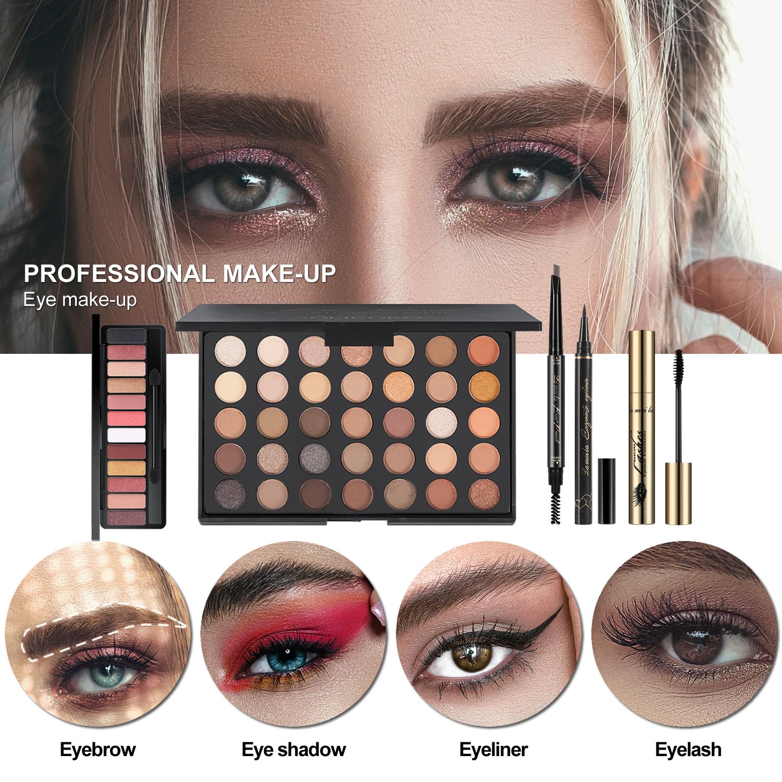 All-in-One Makeup Kit for Women - Black, Portable for Travel & Daily Use