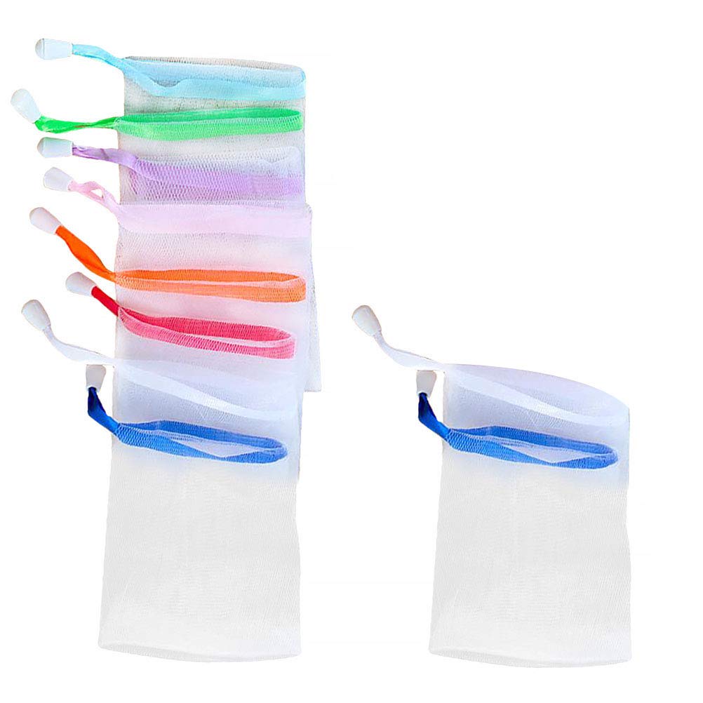 DOITOOL 10-Pack Soap Foaming Net Mesh Pouch - Reusable Soap Saver for Shower, Bath & Facial Cleansing - Hanging Bubble Mesh Bag (Random Colors) - Perfect for Travel, Gym & Eco-Friendly Home Use