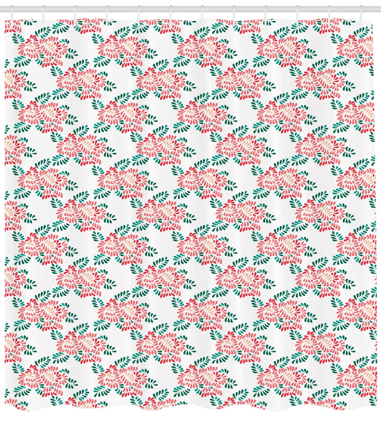 Ambesonne Floral Shower Curtain - Delicate Pastel Peony Flowers on Plain Background, 69