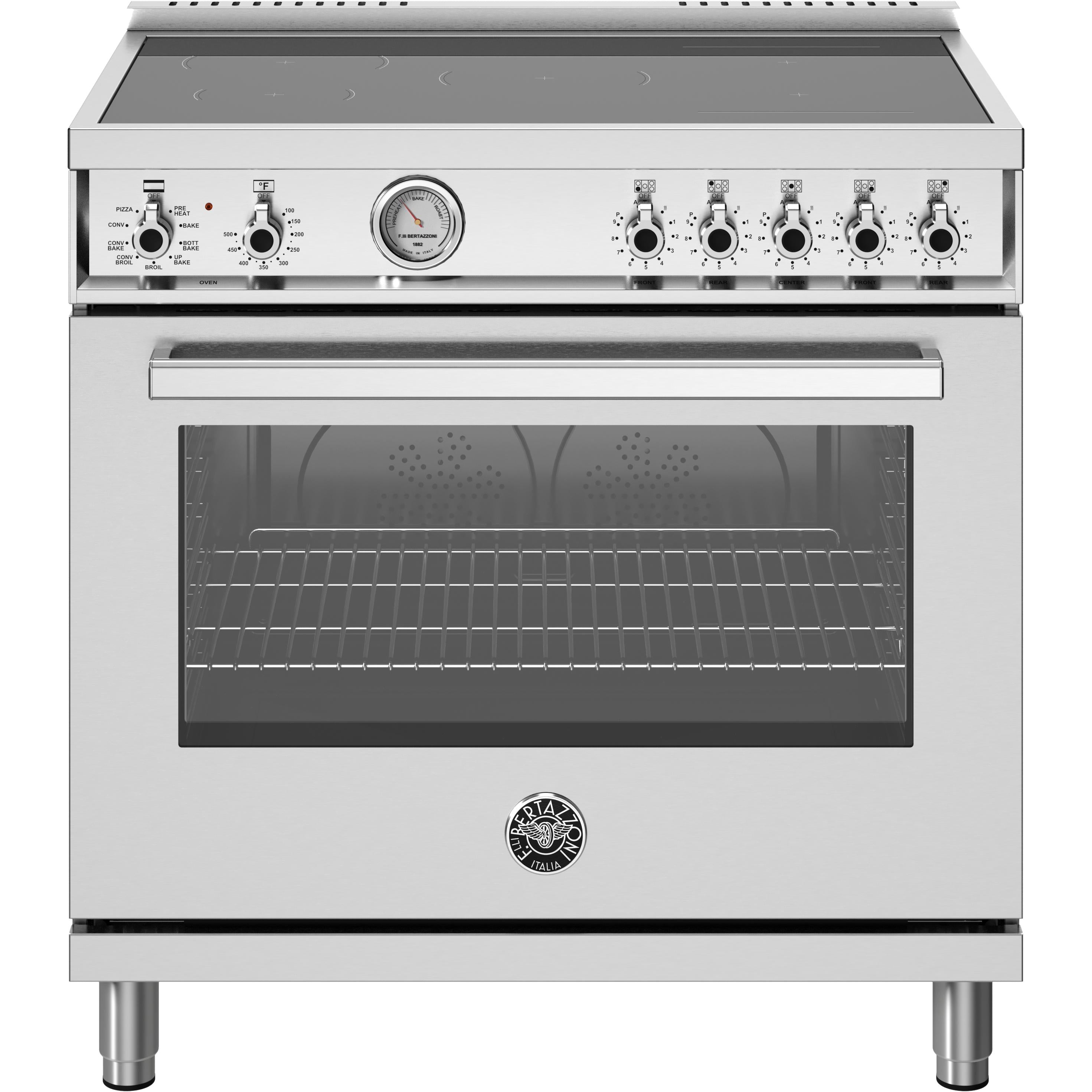 Bertazzoni PRO365INMXV 36 Inch Freestanding Induction Range - Professional Grade Cooktop with Precise Temperature Control for Modern Kitchens | Perfect for Home Chefs & Entertaining Guests