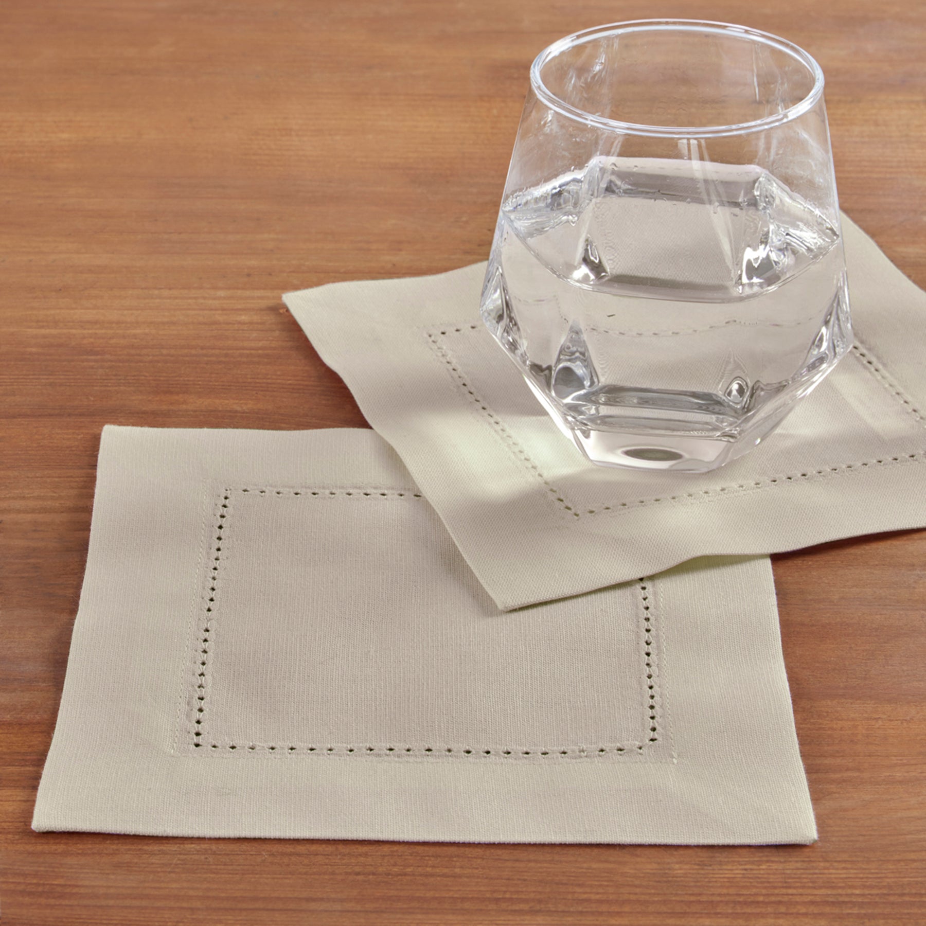 Premium Cotton Linen Hemstitch Cocktail Napkins - 12 Pack Elegant Dinner Napkins for Parties, Weddings & Home Decor - Absorbent & Reusable Beverage Napkins for Drinks & Appetizers