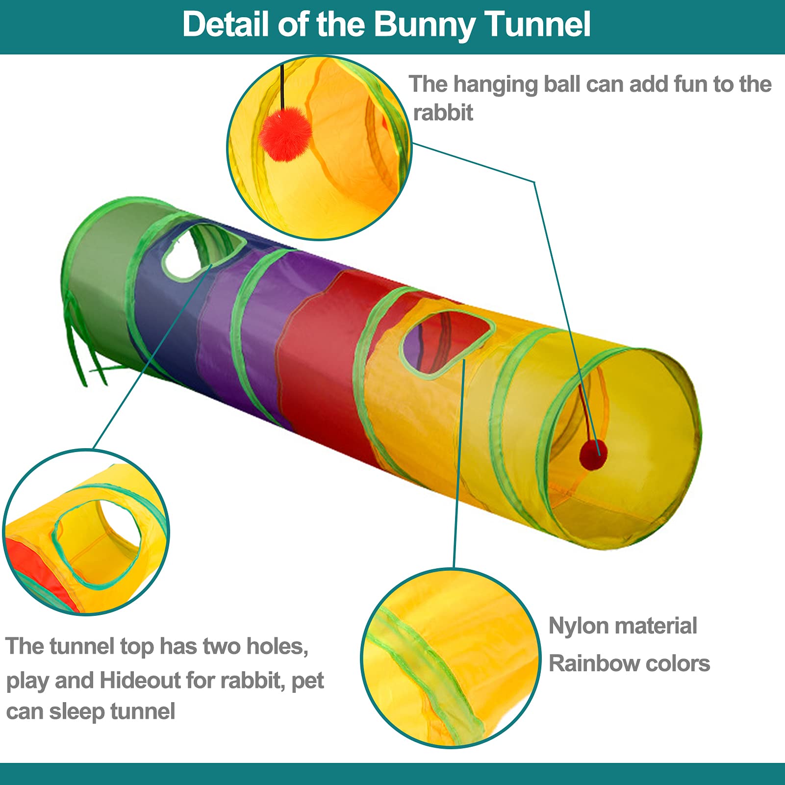 **Best Rabbit Toys for Small Pets - Large Bunny Hideout Tunnel with Chew Toys, Apple Sticks, Bamboo Carrot & Loofah Ball for Guinea Pig, Chinchilla, Ferret & Rat - Perfect for Playtime & Teeth Grinding**