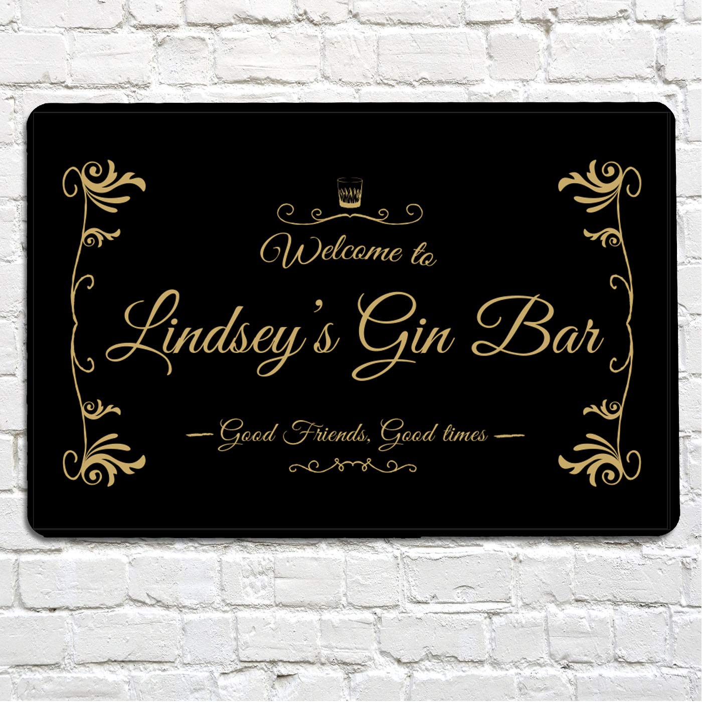 Personalized Gin Bar Sign - Welcome Gold & Black Metal Wall Art for Home Bar Decor | Perfect for Man Cave, Pub, Tavern & Gift Ideas