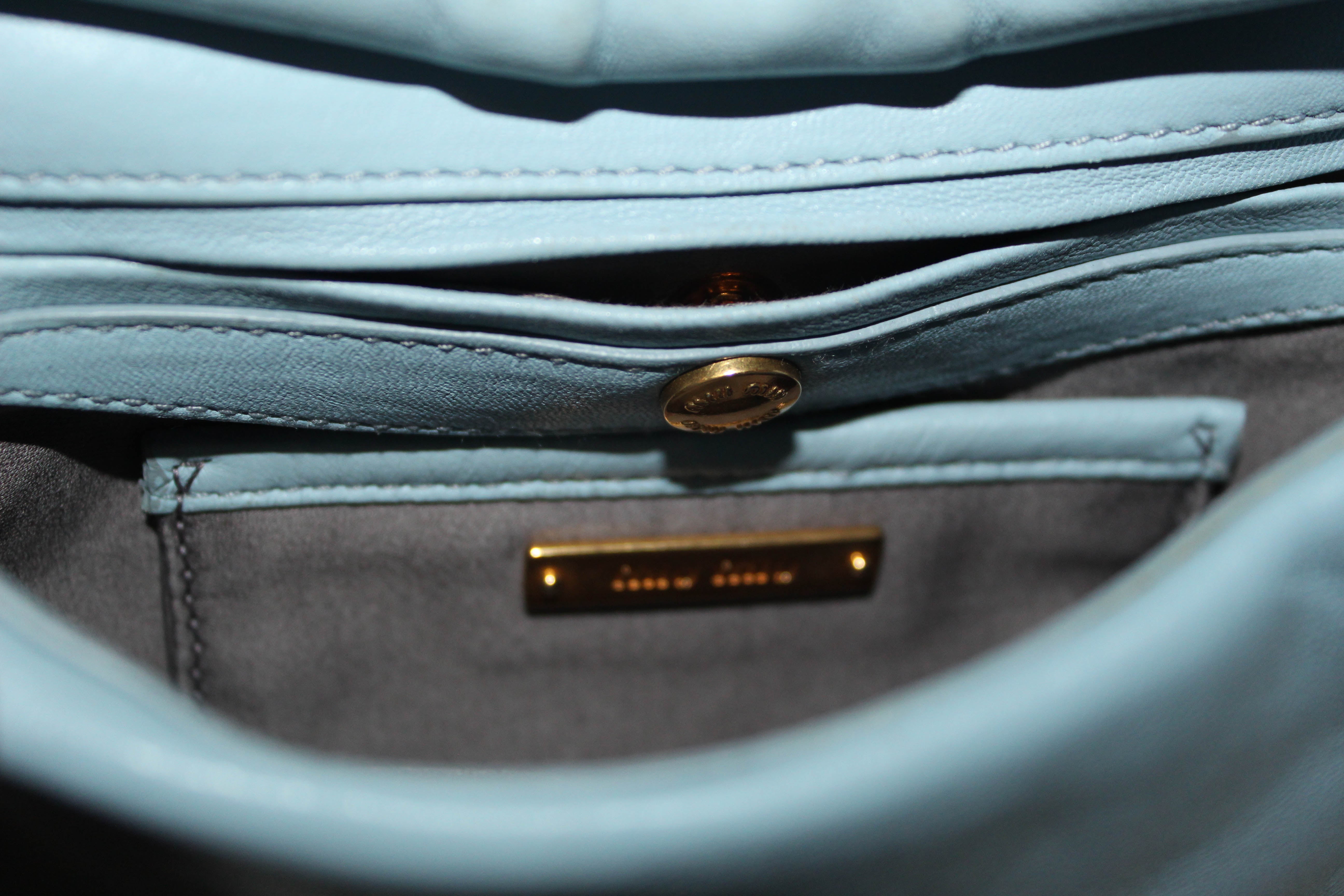Authentic Miu Miu Blue Lambskin Leather Frame Crossbody Bag for Women | Luxury Designer Handbag | Perfect for Date Night, Parties & Everyday Use