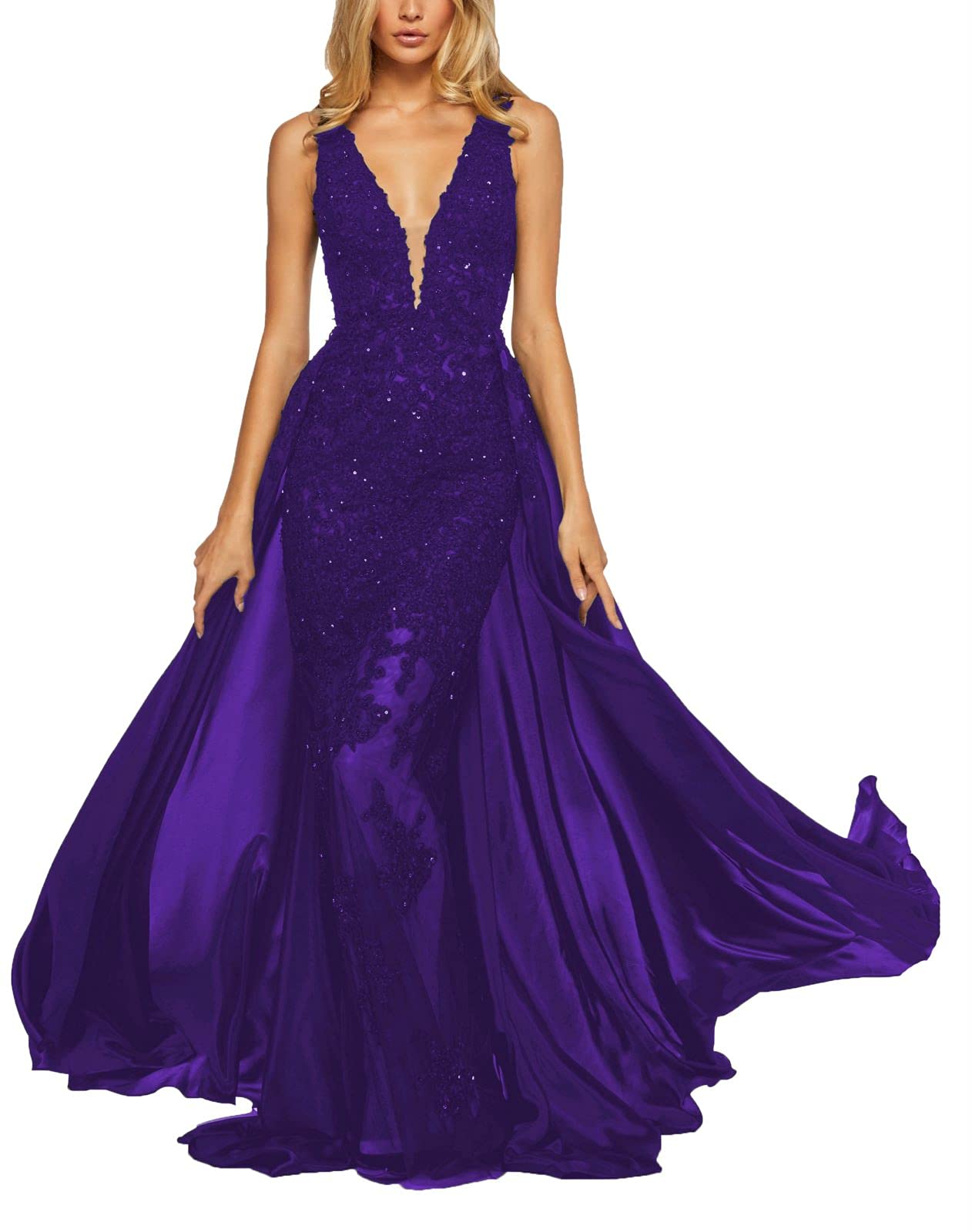 Elegant Yisha Bello Women's Evening Gowns with Detachable Train - Formal Long Ball Dresses for Prom, Wedding & Black Tie Events