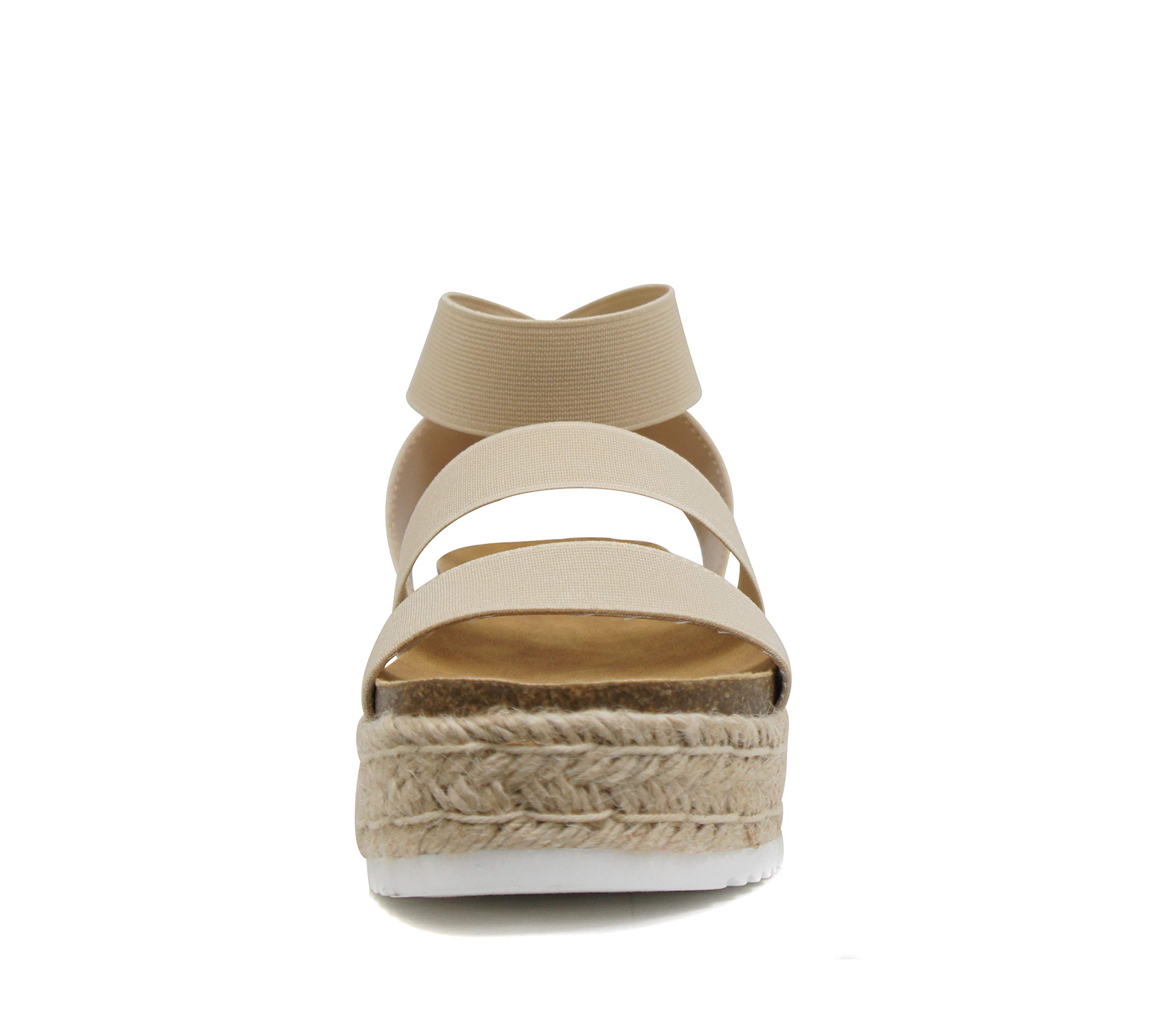 Women's Slip-On Espadrille Platform Wedge Sandals with Elastic Ankle Strap - Comfortable Summer Casual Shoes for Beach, Vacation & Daily Wear