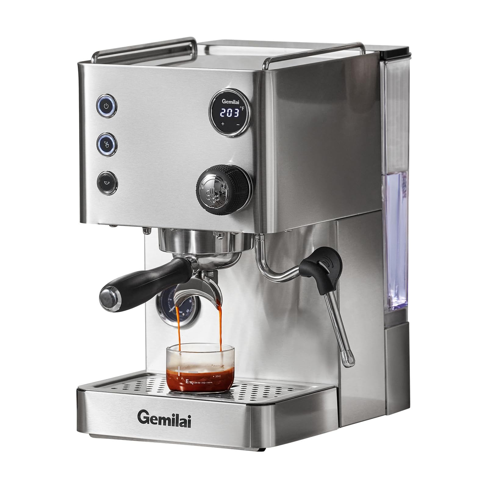 15 Bar Professional Espresso Machine with Milk Frother Steam Wand - 1450W Fast Heating Boiler, 57oz Removable Water Tank - Perfect for Latte, Cappuccino & Americano - Brushed Stainless Steel Coffee Maker (G3007L) - Ideal for Home Baristas & Coffee Shops