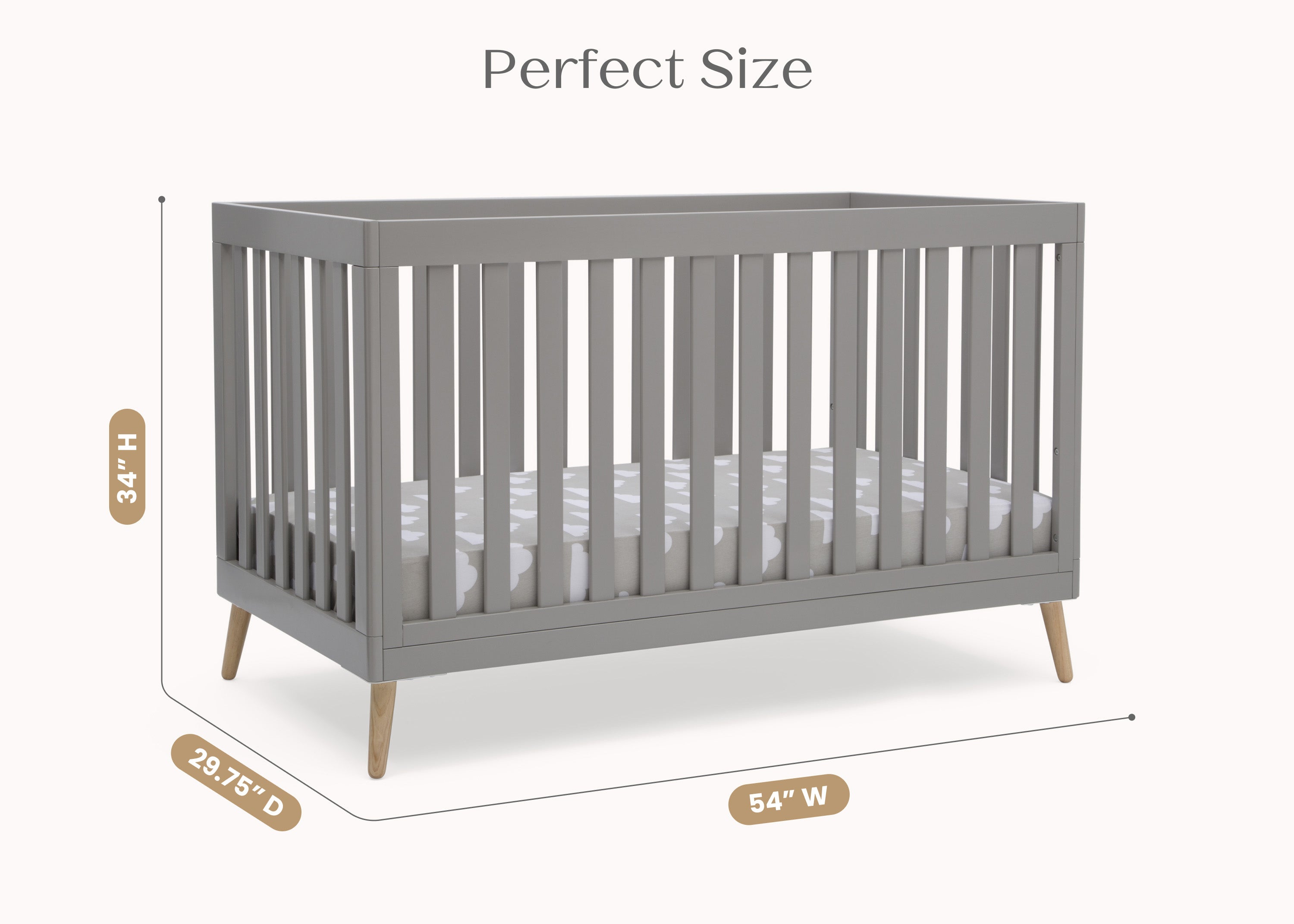 Essex 4-in-1 Convertible Baby Crib - Toddler Bed, Daybed & Full-Size Bed Conversion - Safe Nursery Furniture for Newborns & Kids - Perfect for Bedrooms, Daycare & Guest Rooms