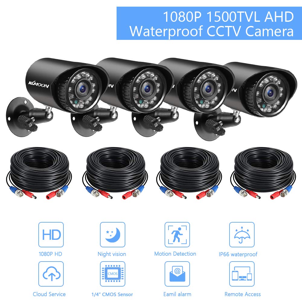 4pcs 1080P 2MP Outdoor Weatherproof Security Cameras with Night Vision & Motion Detection - HD Analog CCTV Surveillance System for Home & Business Protection (NTSC) - Ideal for Driveway, Garage & Perimeter Monitoring