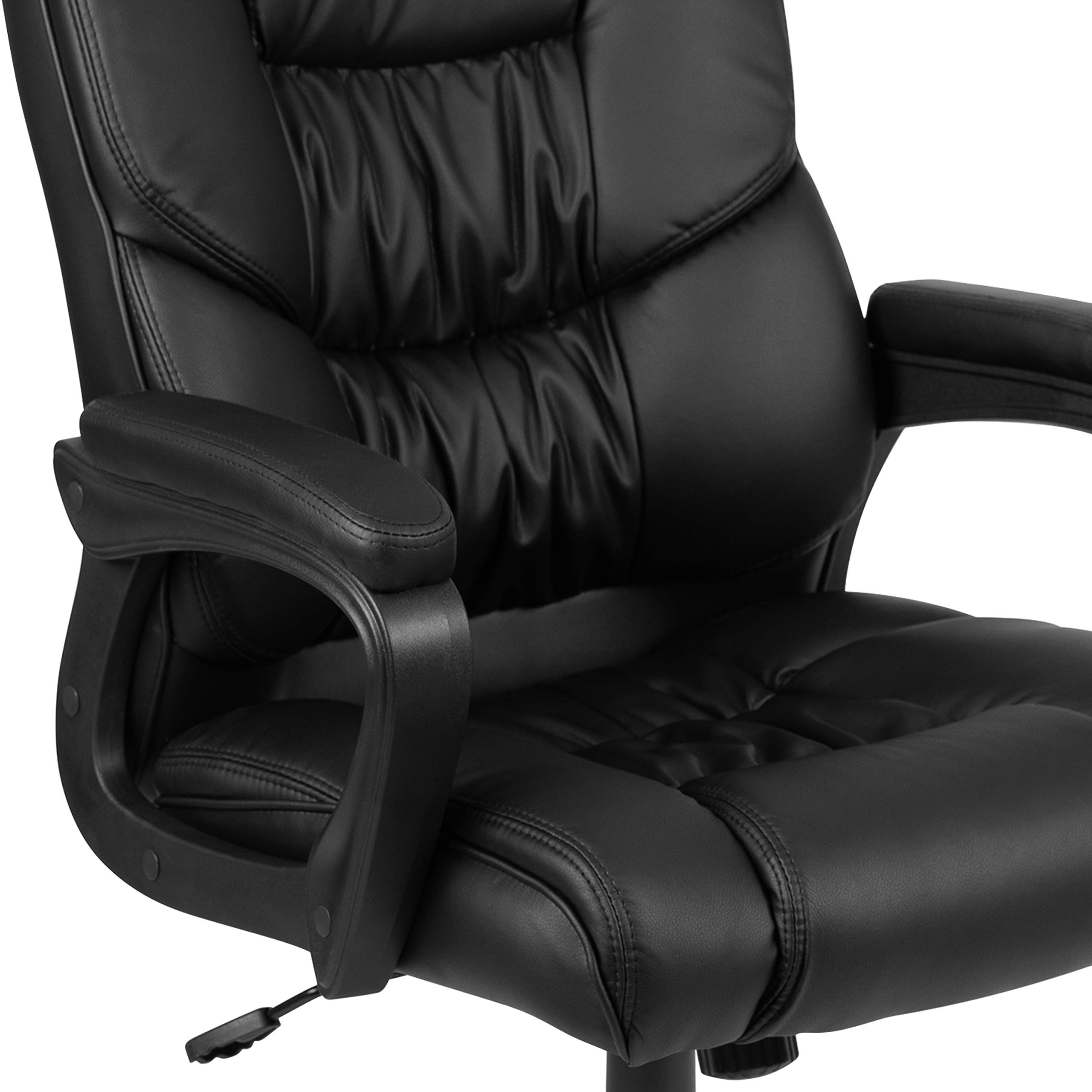 Flash Furniture Big & Tall Swivel LeatherSoft Office & Gaming Chair - Ergonomic Adjustable Height Executive Chair with Padded Armrests - Perfect for Home Office, Gaming Setup & Workspace (Black)