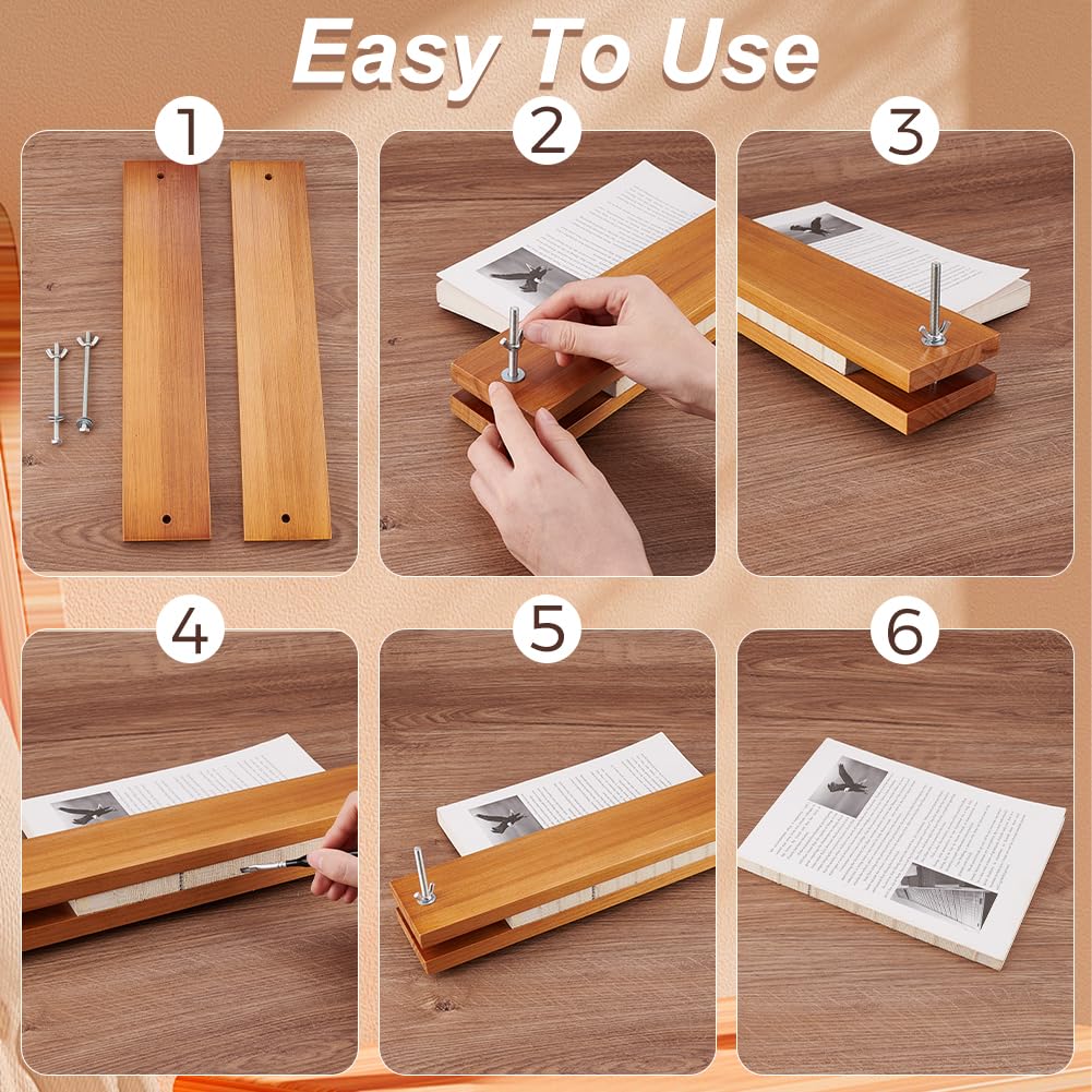 AHANDMAKER Wood Bookbinding Press - 15.75x3.15 Inch Rectangular Book Press Machine for DIY Bookbinding, Flower Pressing & Paper Crafts | Perfect for Handmade Journals, Scrapbooks & Botanical Preservation
