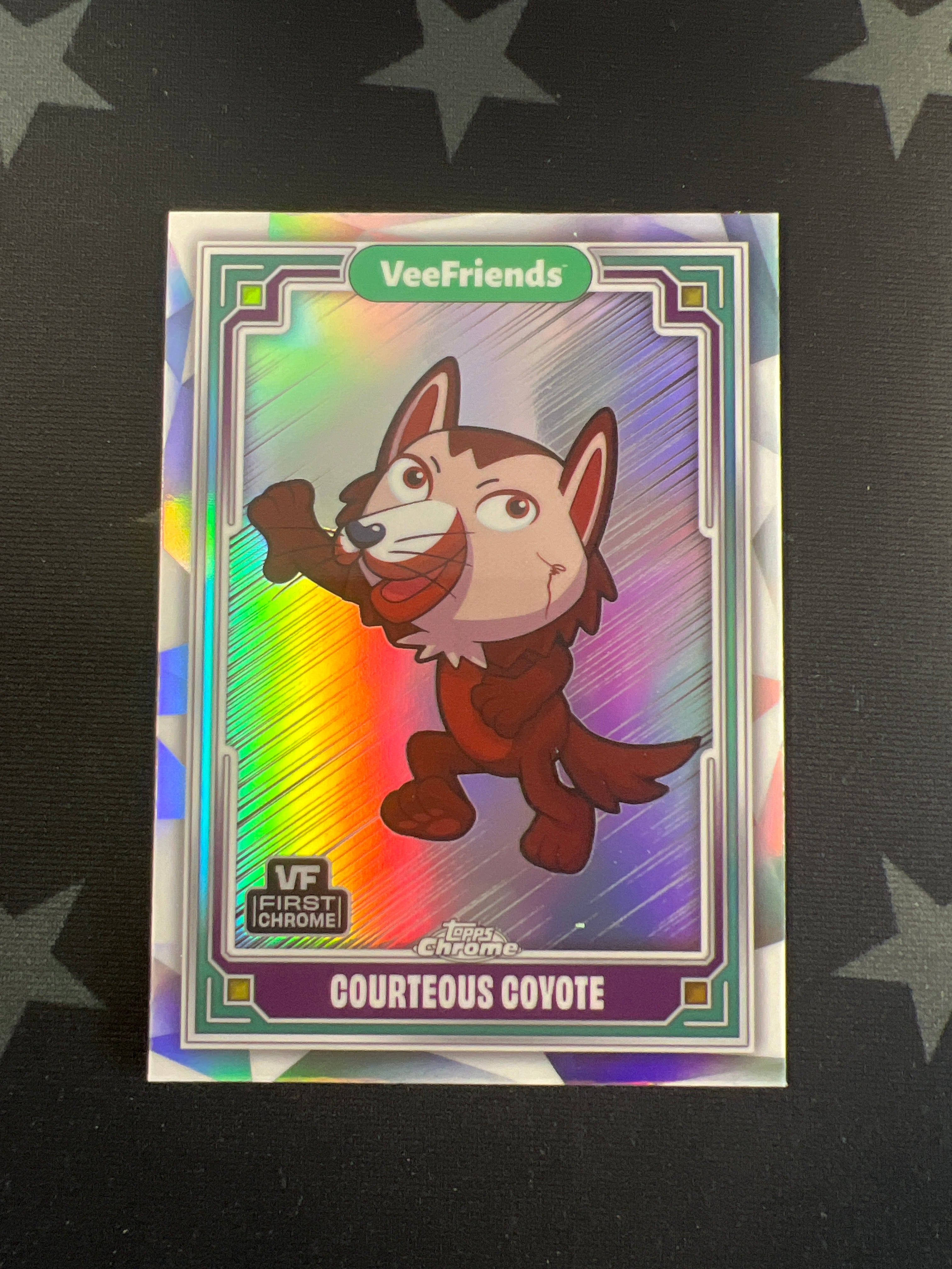 2025 Topps Chrome VeeFriends Courteous Coyote #68 Refractor Trading Card - Rare Collectible for Sports & Trading Card Enthusiasts - Perfect for Display, Investment, and Gifting