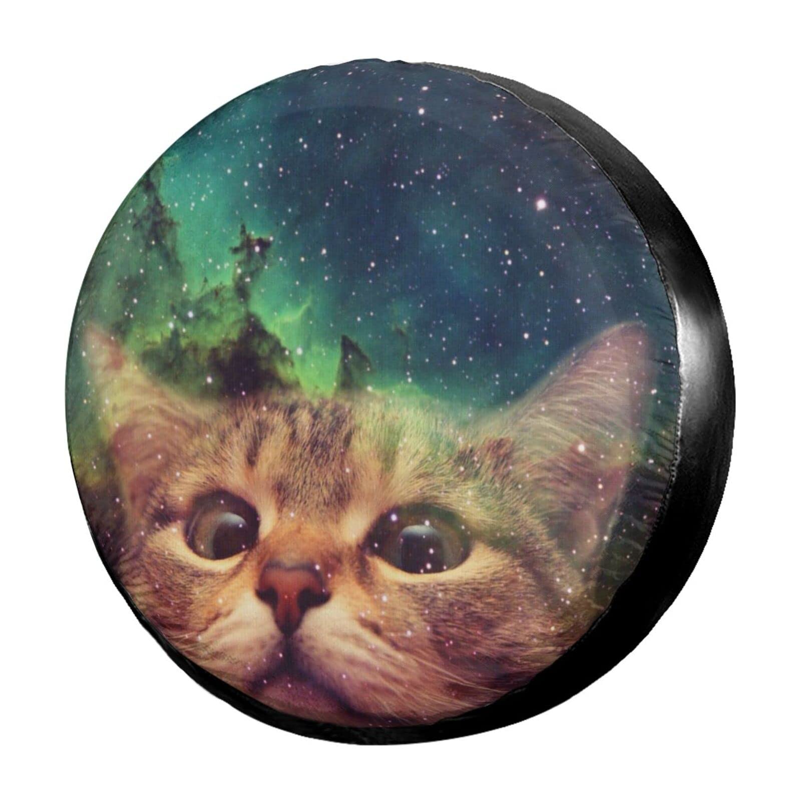 Galaxy Space Cat Waterproof Dust-Proof Spare Tire Cover - 16 Inch Universal Fit for Jeep, Trailer, RV, SUV & Most Vehicles | Perfect for Road Trips, Camping & Outdoor Adventures
