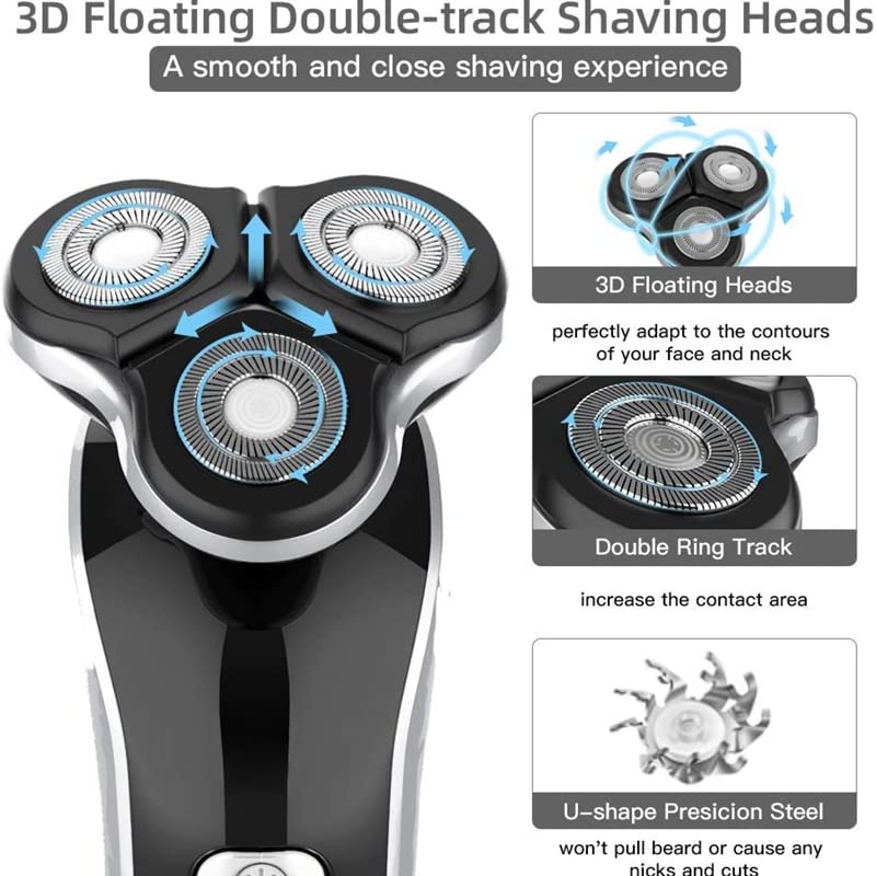 3-Speed Electric Head Shaver for Bald Men - Rechargeable Wet/Dry Beard Trimmer & Body Grooming Kit with Facial Razor (Set) - Perfect for Travel, Gym & Daily Shaving Routine