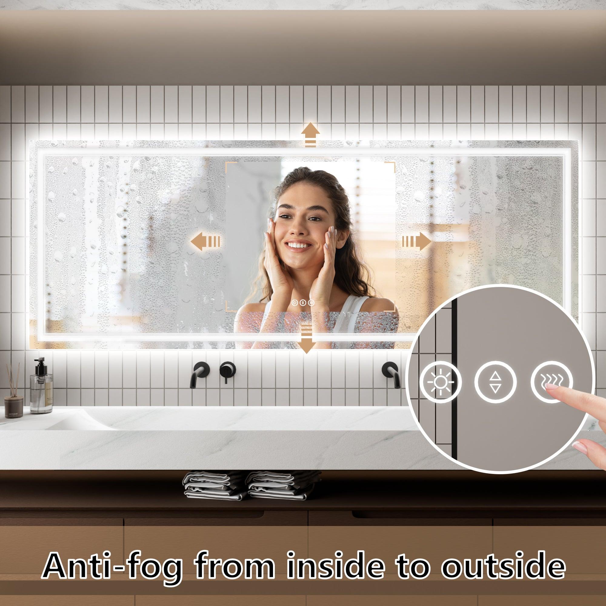 Anti-Fog LED Bathroom Mirror with Dimmable Backlit & Touch Switch - GlareGuard Illuminated Vanity Mirror for Makeup, Shaving & Home Decor